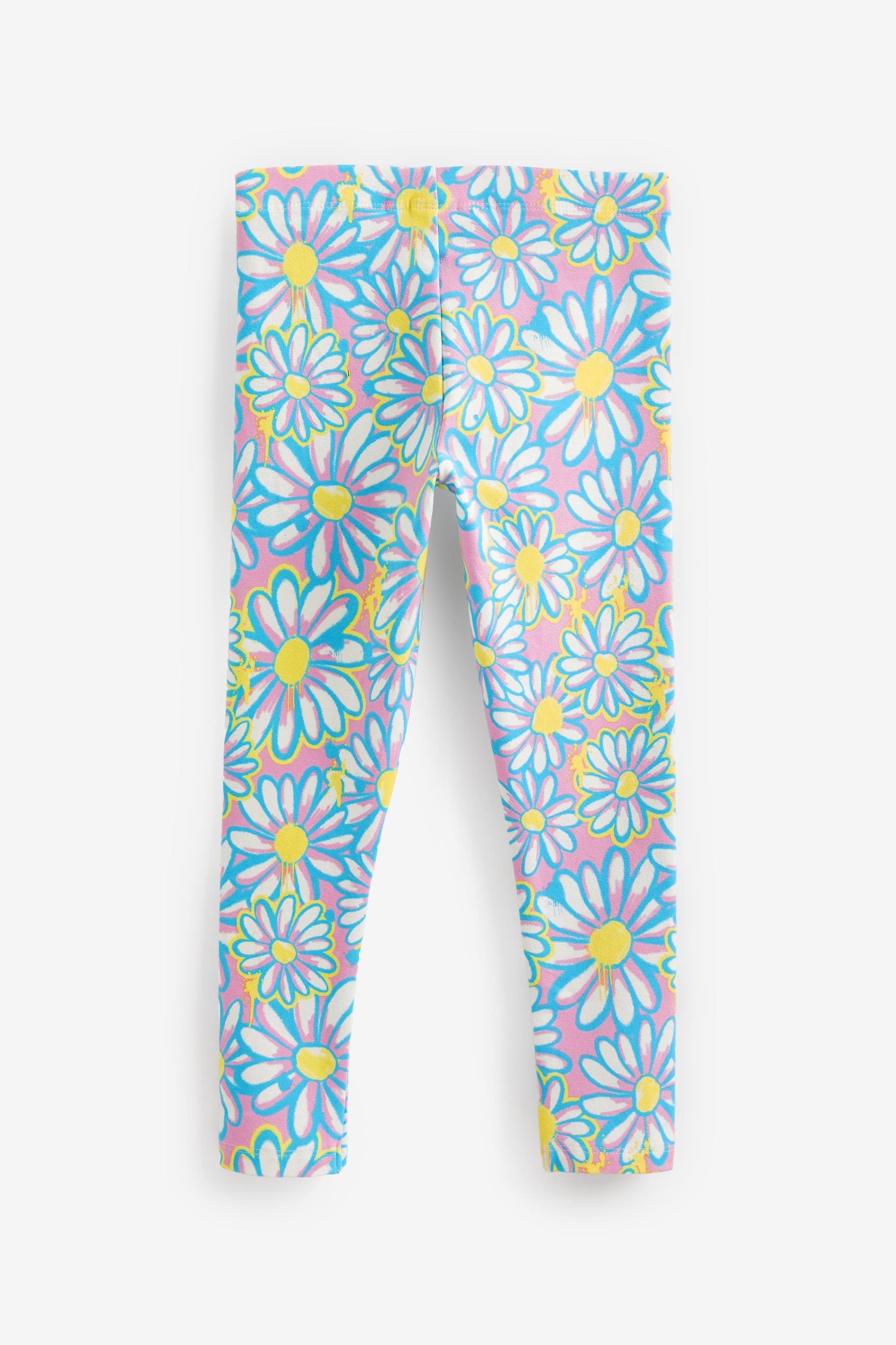 Blue Floral Print Jersey Leggings (3-16yrs)