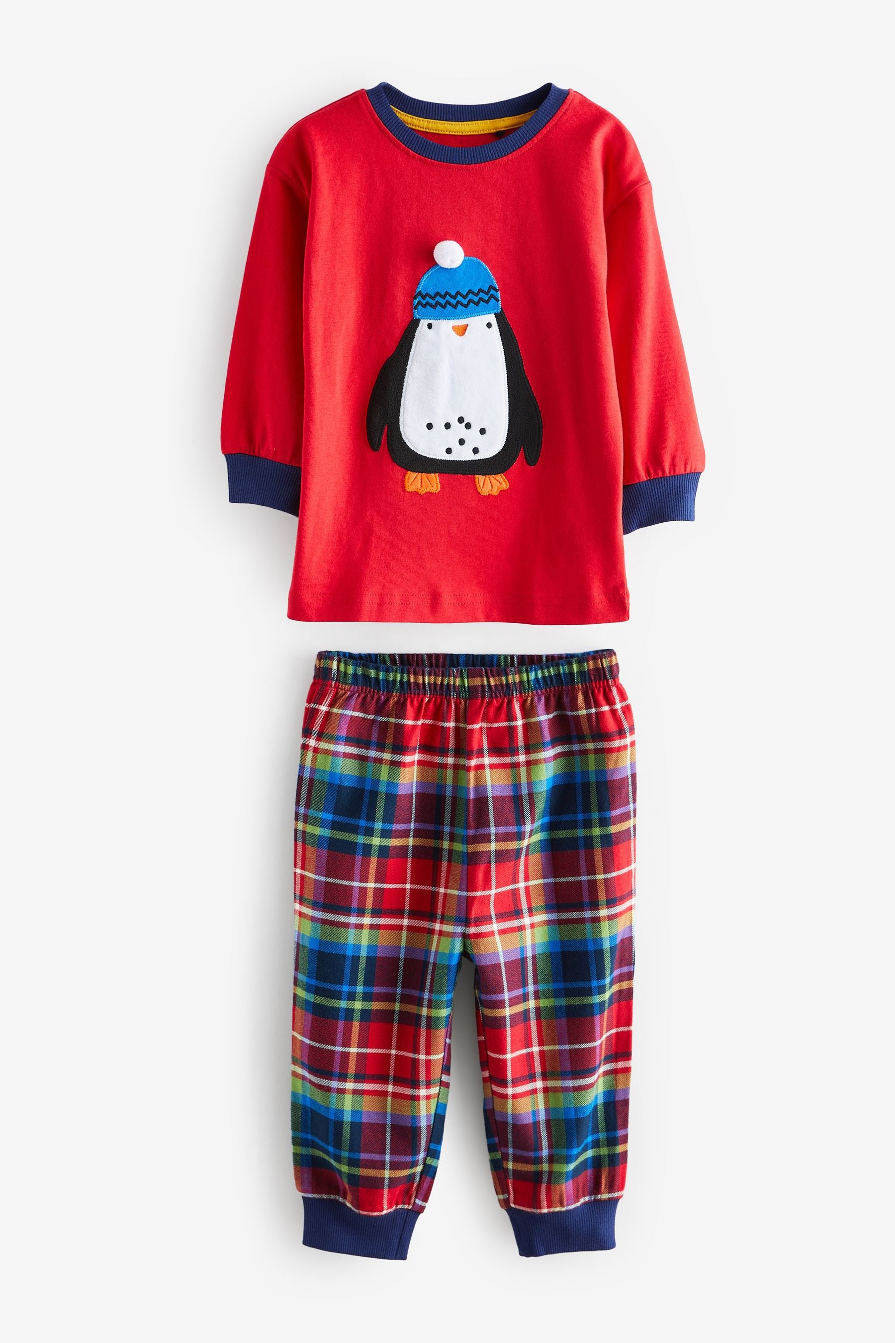 Navy Blue/Red Penguin And Polar Bear Check Pyjamas 2 Pack (9mths-8yrs)