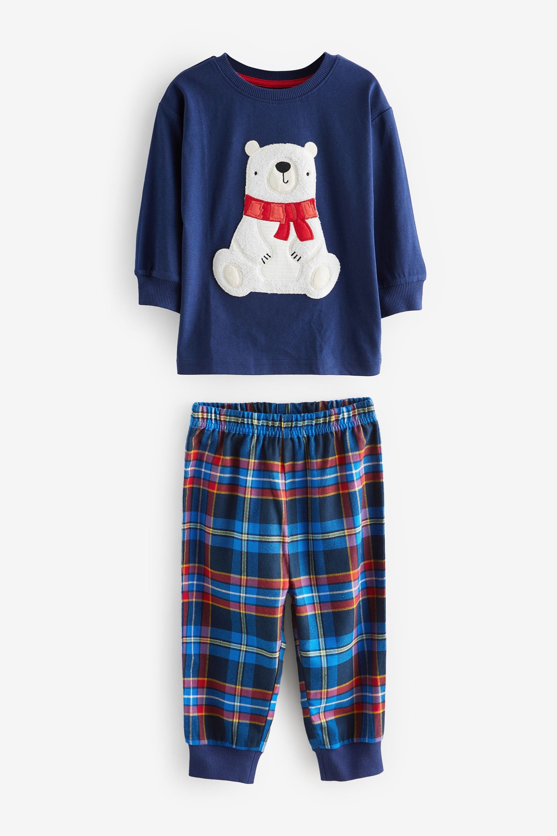 Navy Blue/Red Penguin And Polar Bear Check Pyjamas 2 Pack (9mths-8yrs)