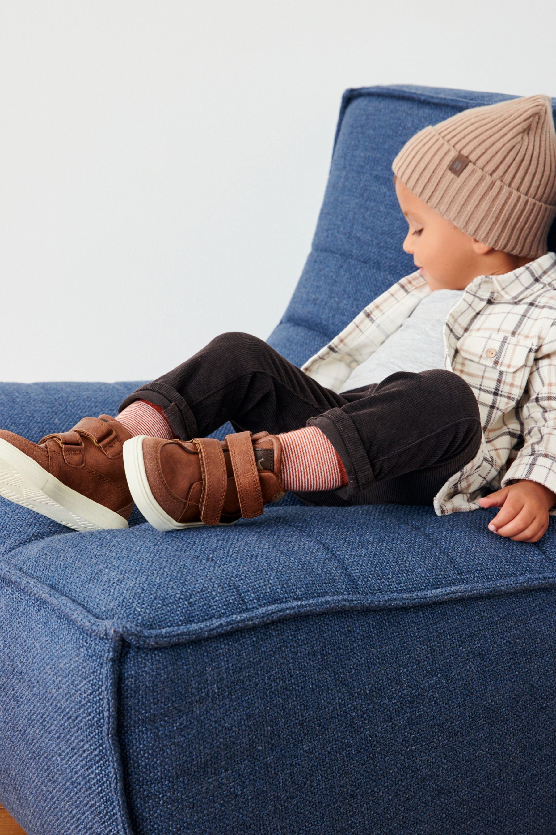 Tan Brown Warm Lined Touch Fastening Boots