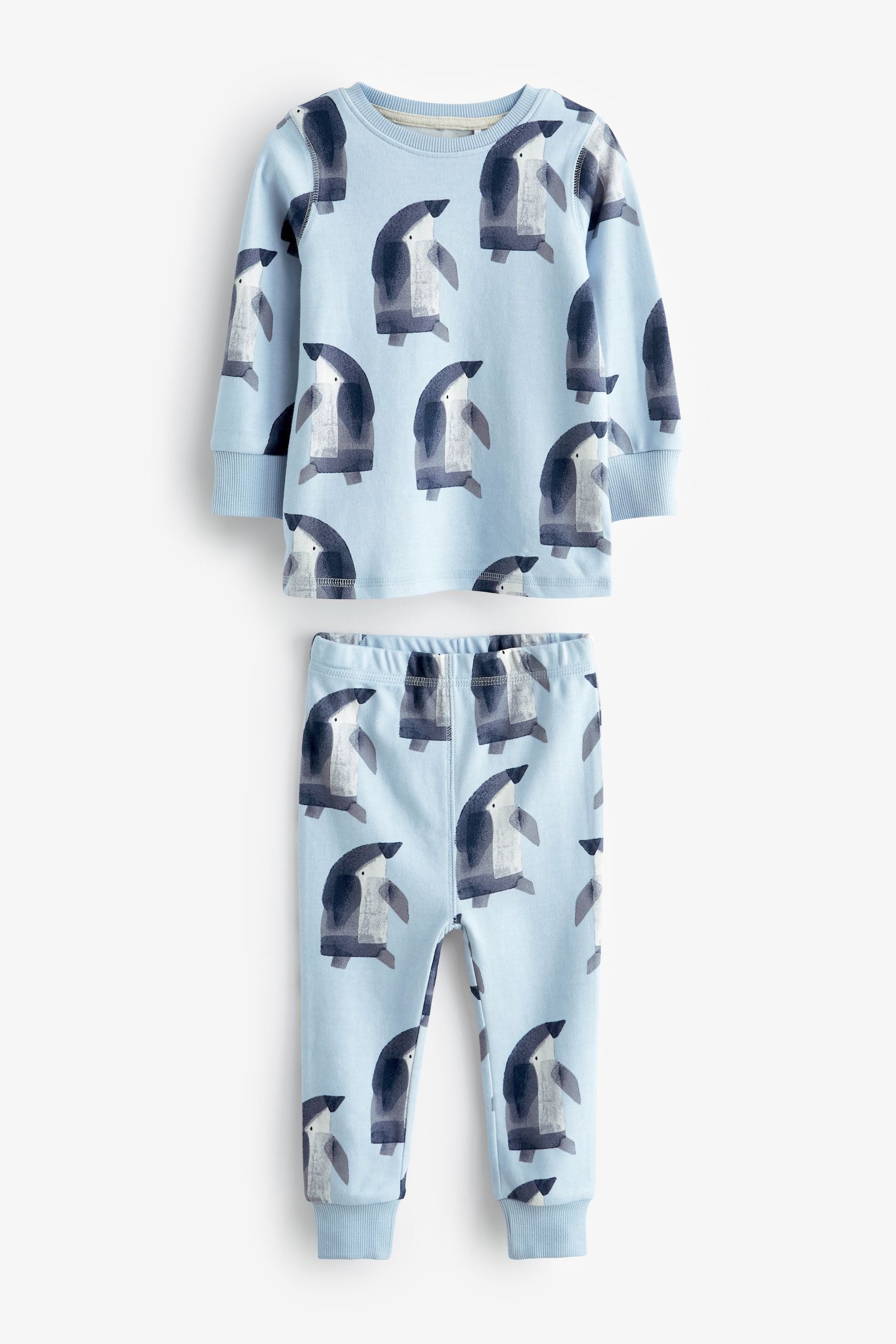 Blue/Ecru Cream Penguin/Polar Bear Snuggle Pyjamas 3 Pack (9mths-8yrs)