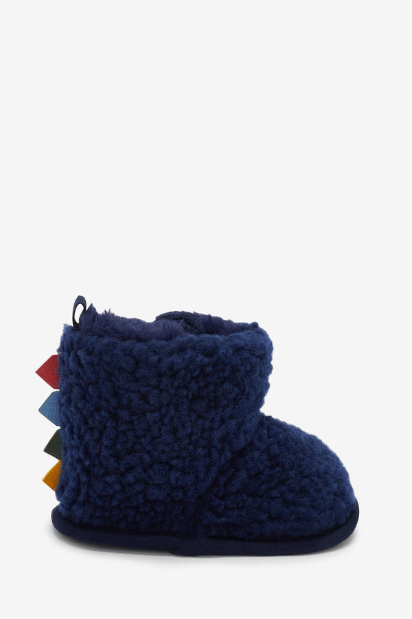 Navy Blue Warm Lined Baby Slipper Boots (0-24mths)