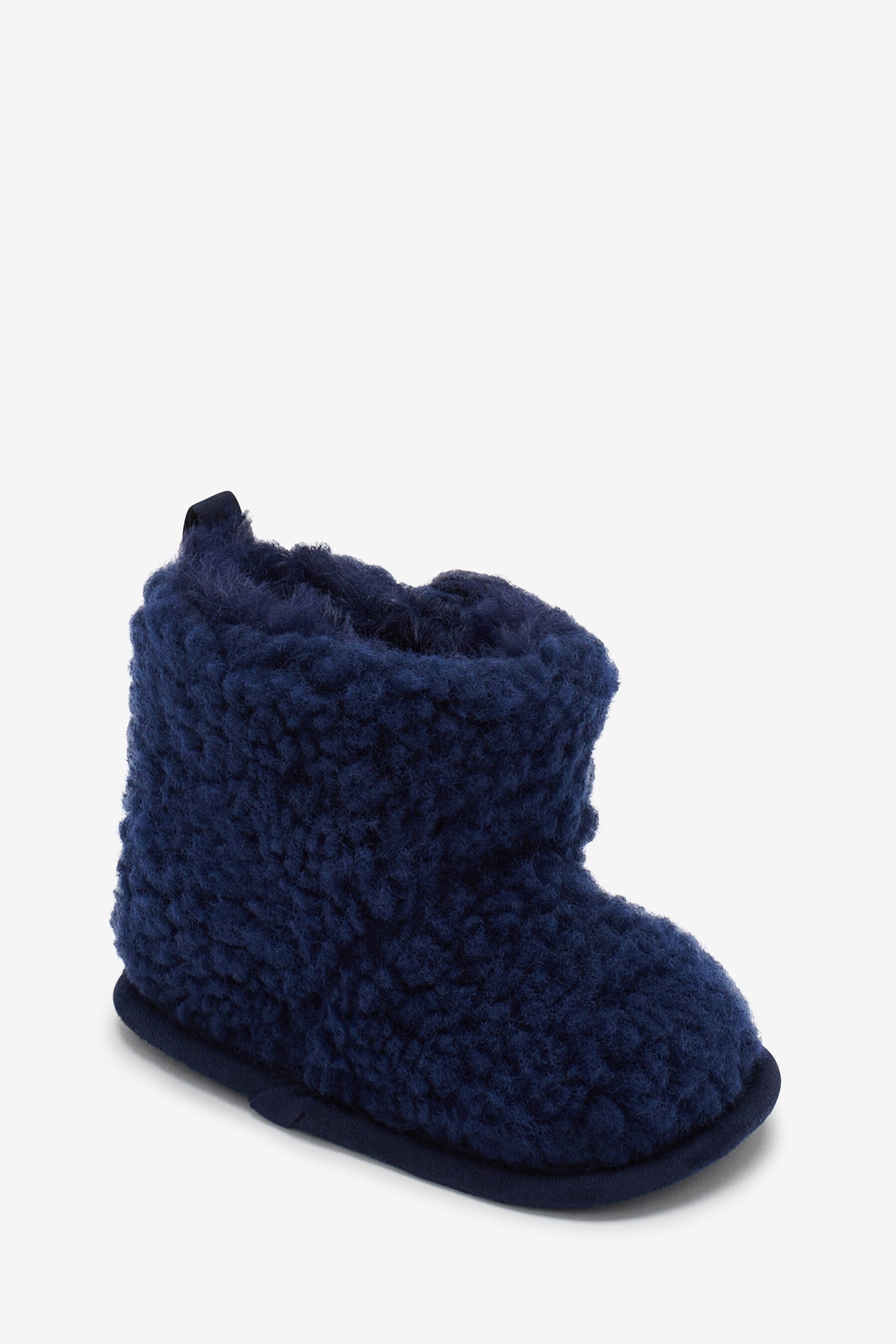 Navy Blue Warm Lined Baby Slipper Boots (0-24mths)