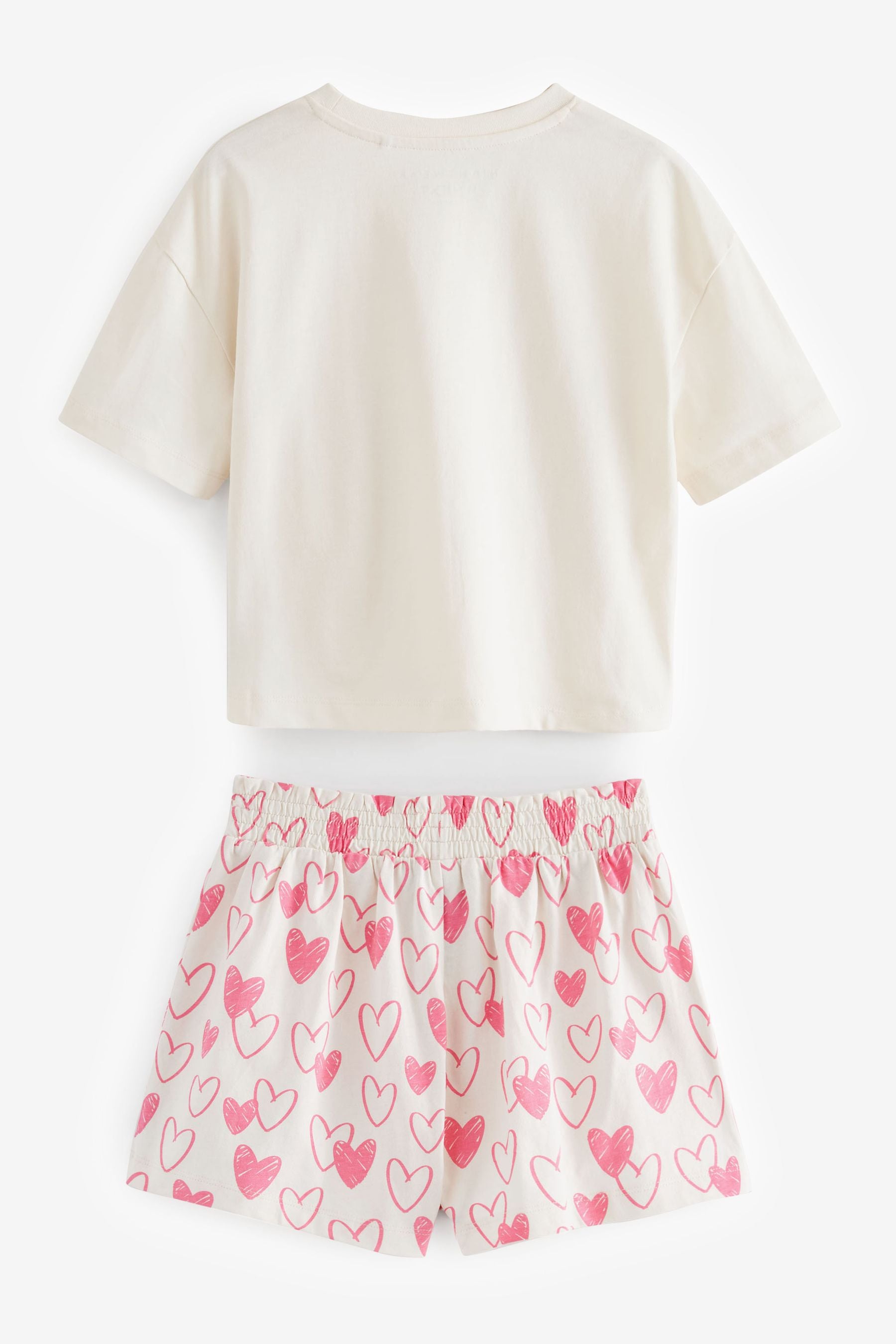 Pink/White Confetti Heart Short Pyjamas 2 Pack (3-16yrs)