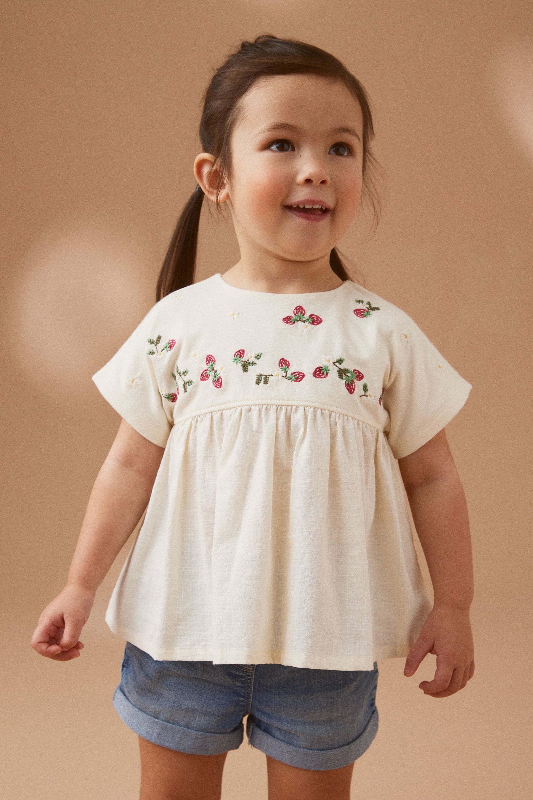 White Short Sleeve Blouse (3mths-7yrs)