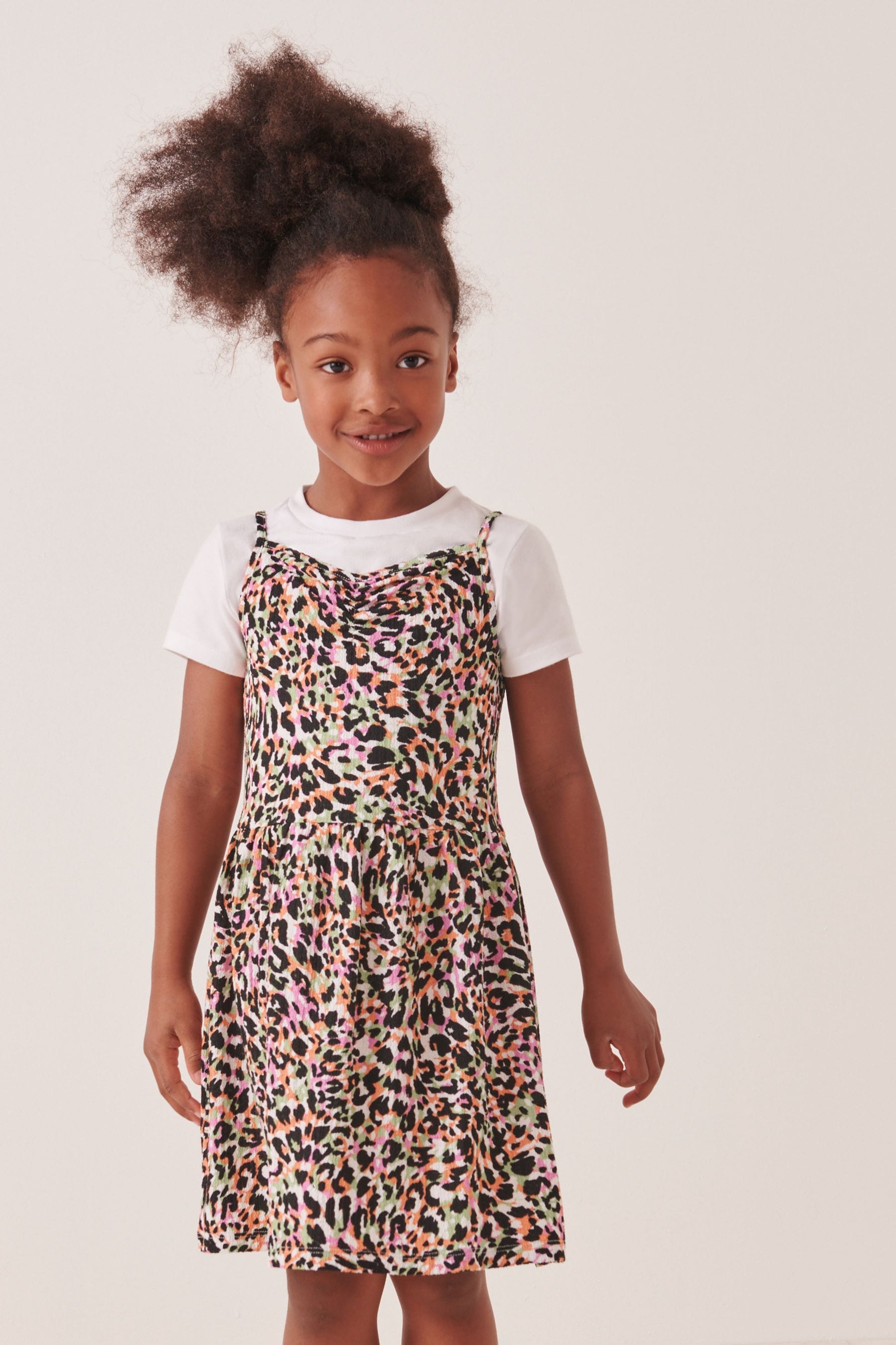 Multi Animal 2-In-1 Crinkle Jersey Dress and T-Shirt Set (3-16yrs)