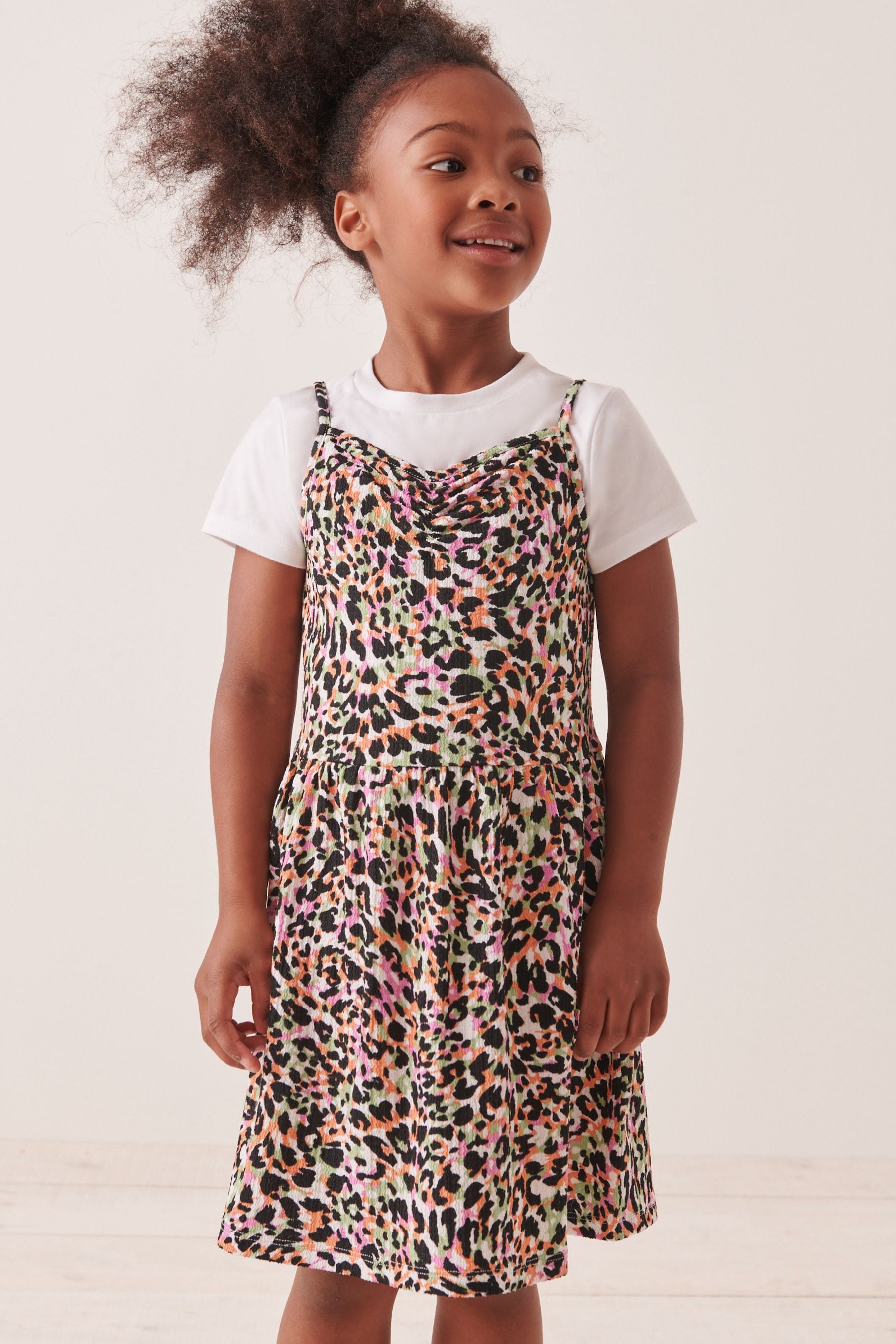 Multi Animal 2-In-1 Crinkle Jersey Dress and T-Shirt Set (3-16yrs)