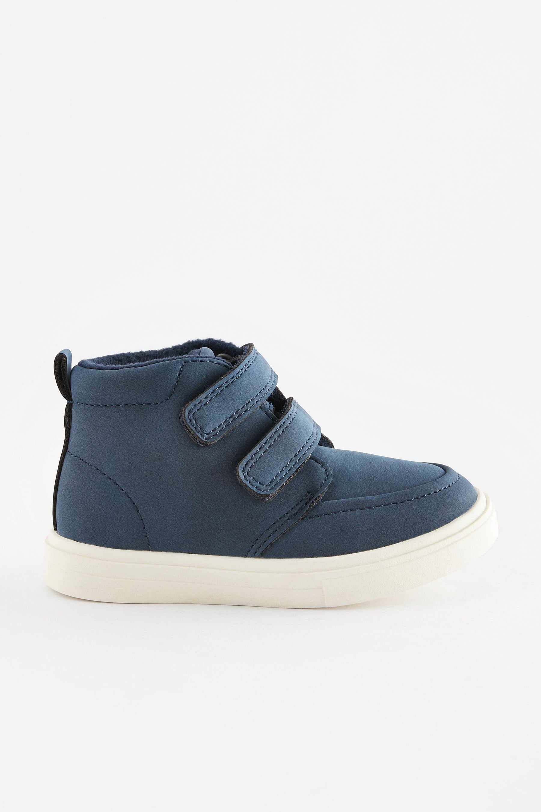 Navy Blue With Off White Sole Warm Lined Touch Fastening Boots