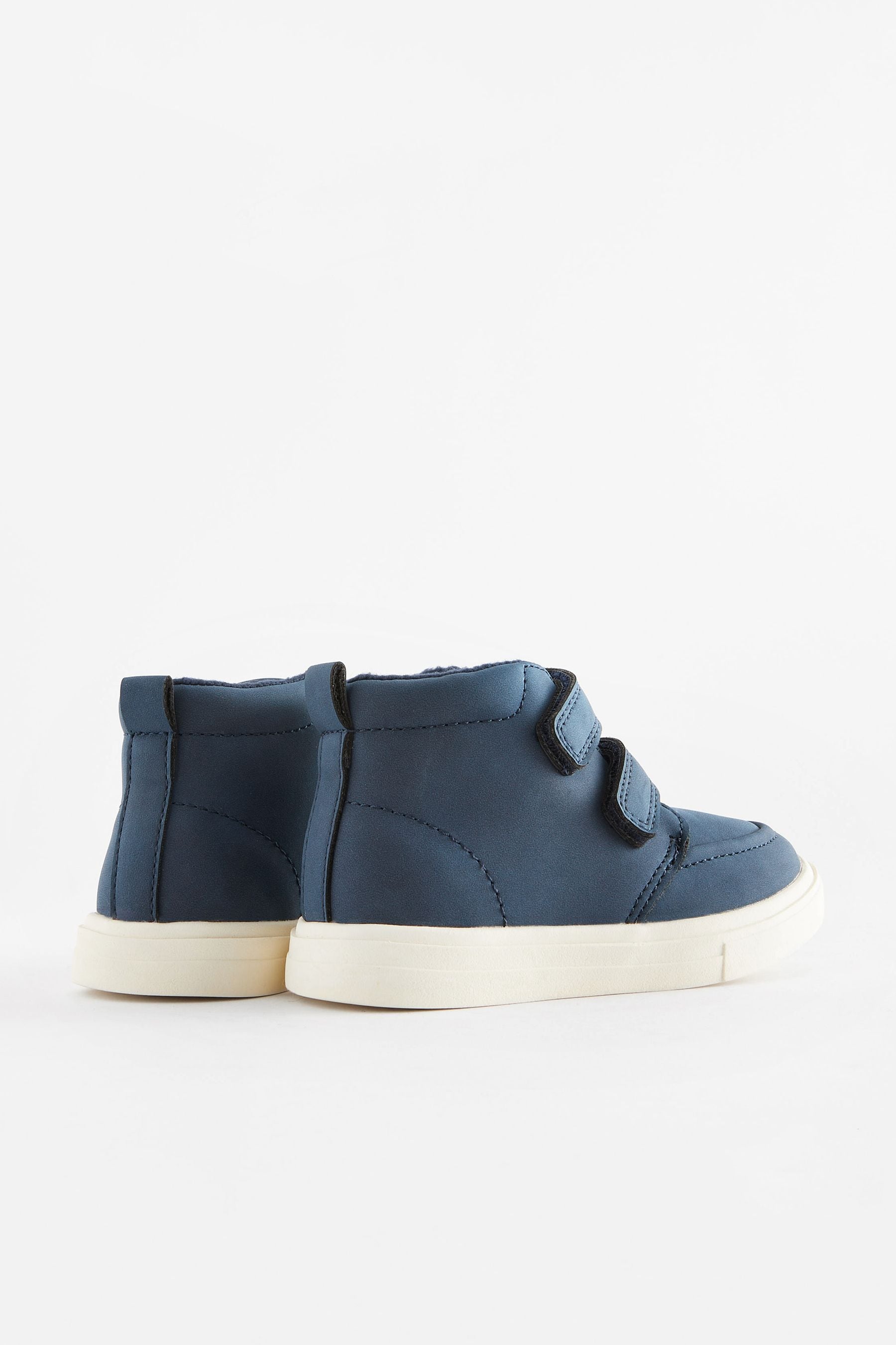 Navy Blue With Off White Sole Warm Lined Touch Fastening Boots