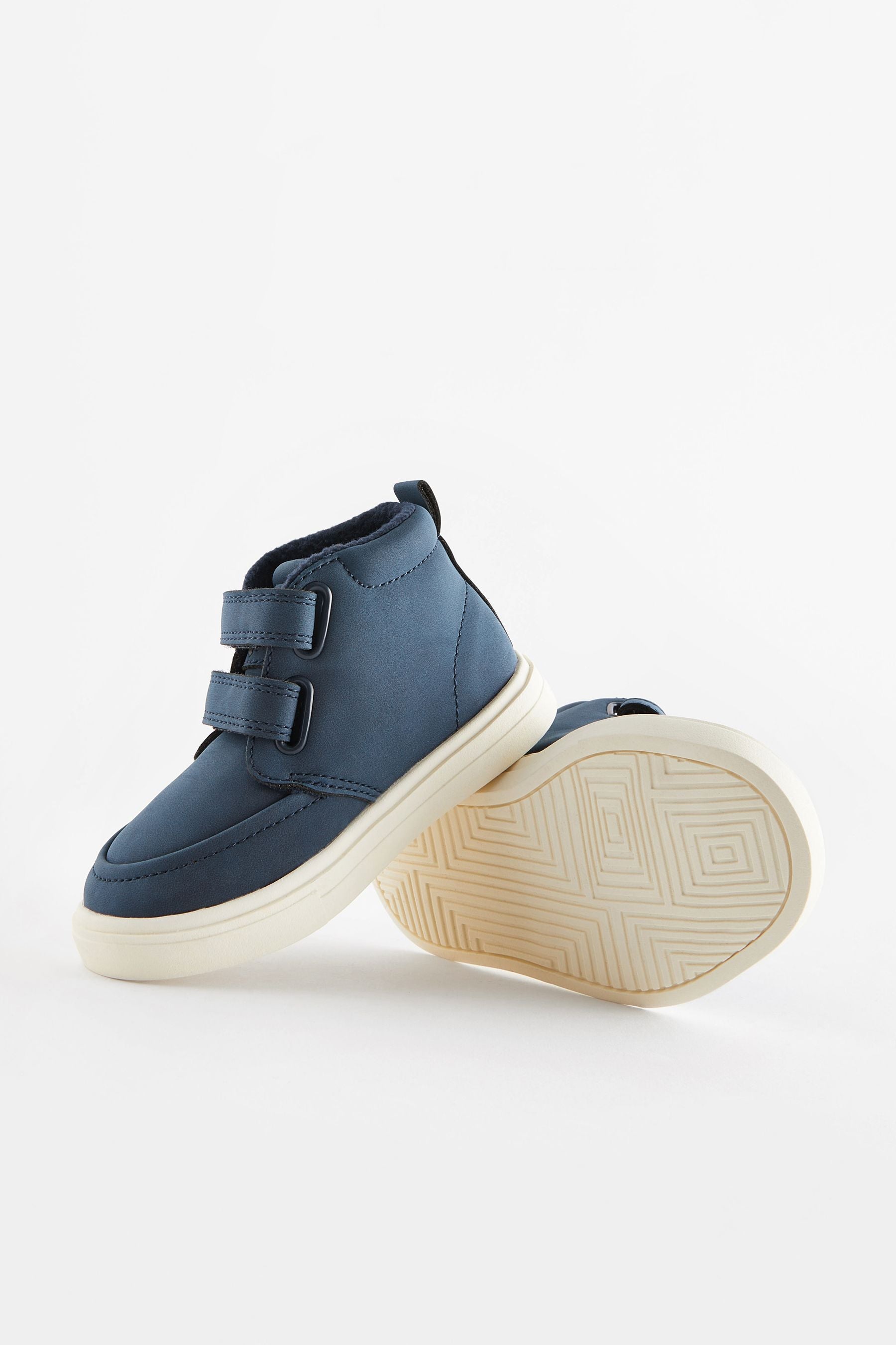 Navy Blue With Off White Sole Warm Lined Touch Fastening Boots