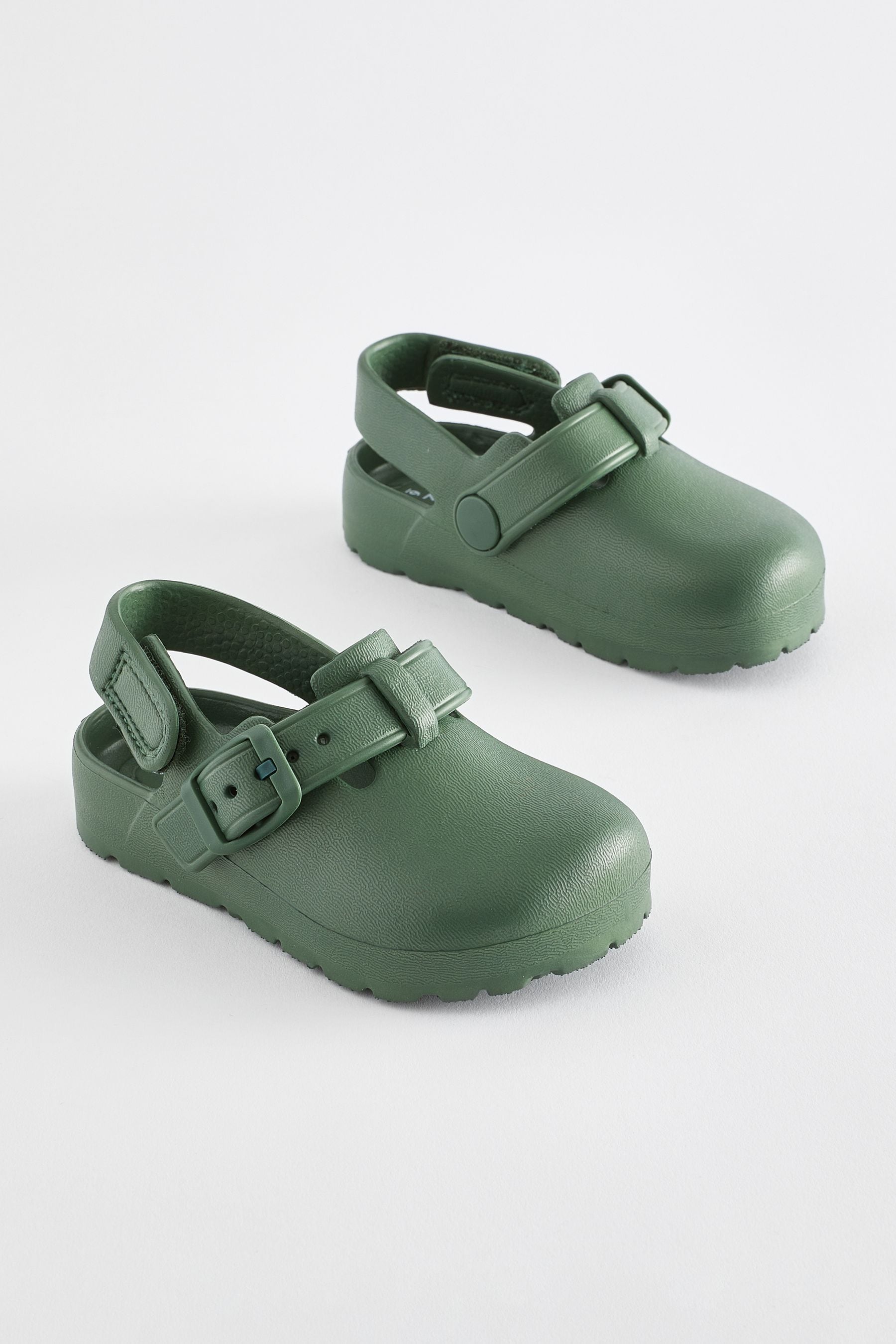 Khaki Green Buckle Clogs