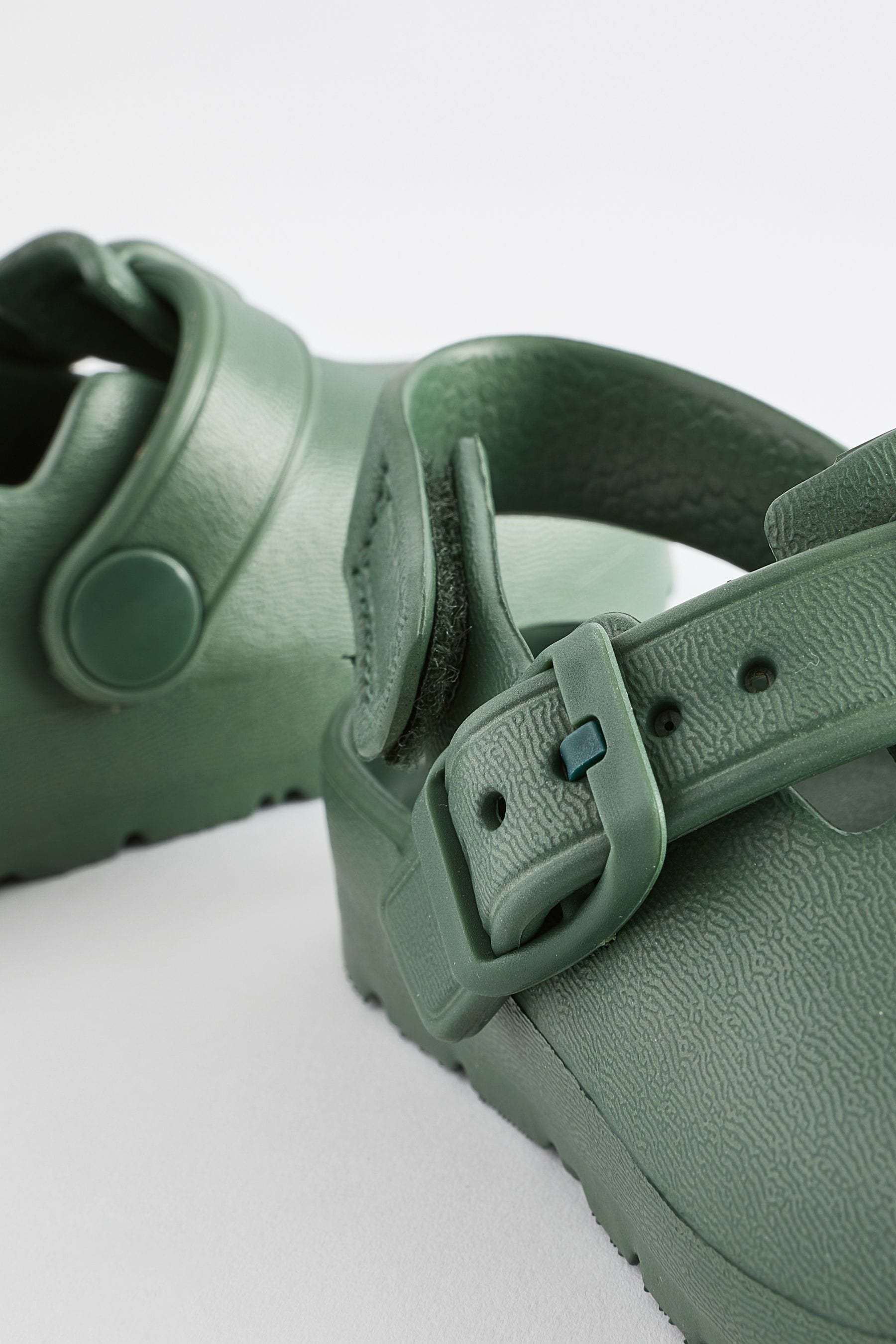 Khaki Green Buckle Clogs