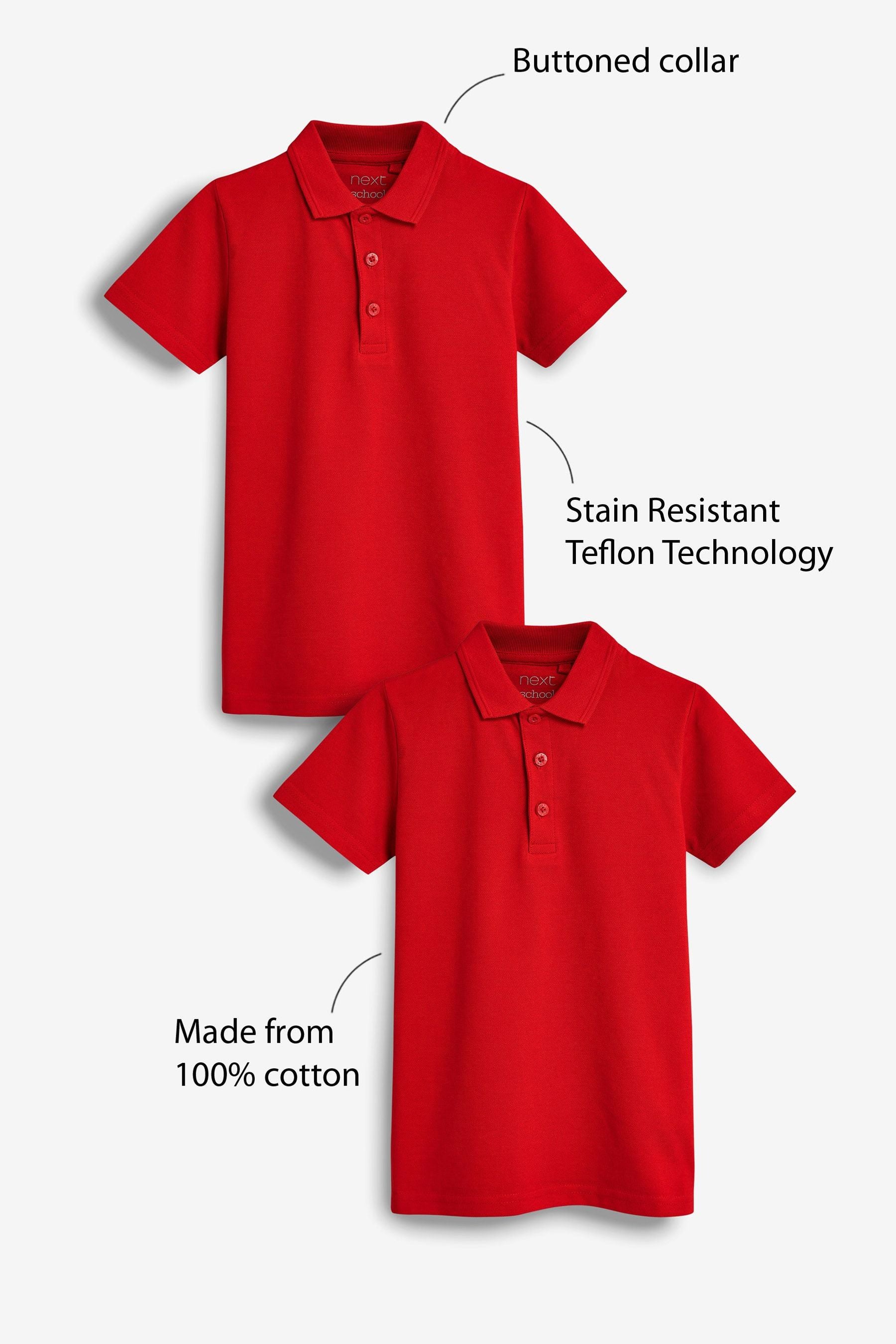 Red Cotton School Short Sleeve Polo Shirts (3-16yrs)