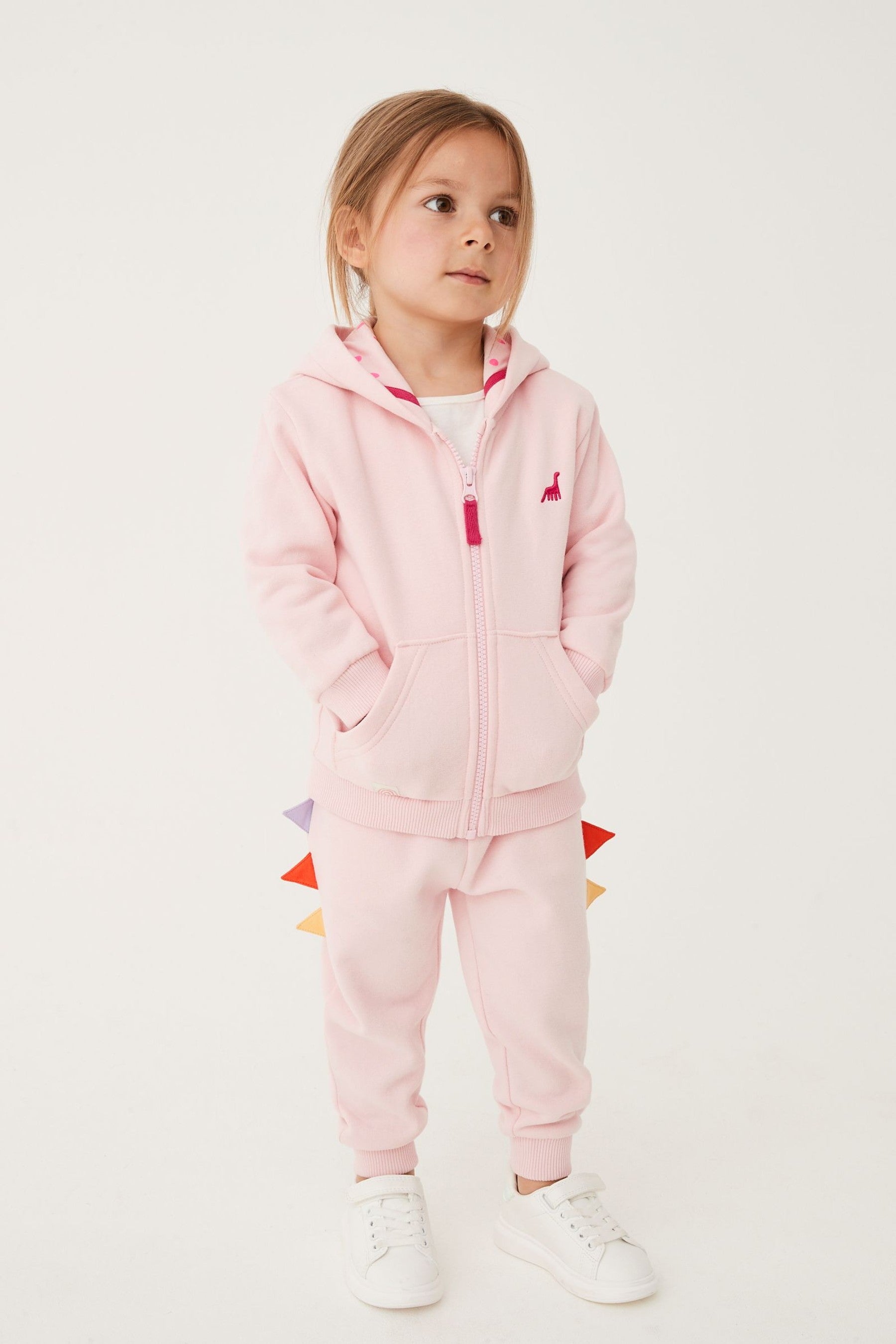 Pink Dinosaur Character Jersey Zip Through Hoodie (3mths-7yrs)