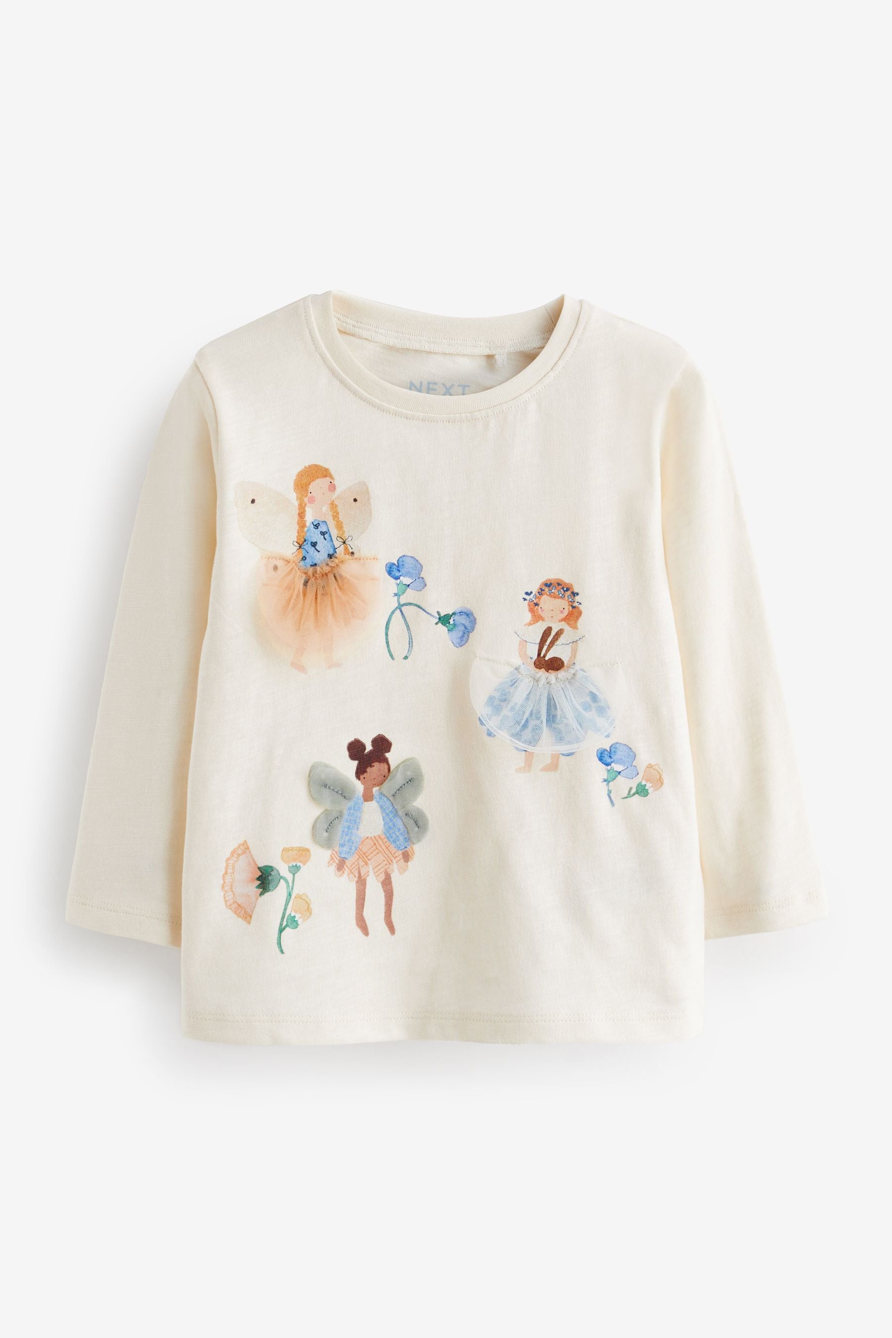 Ecru Cream Pretty Fairy Long Sleeve Character T-Shirt (3mths-7yrs)