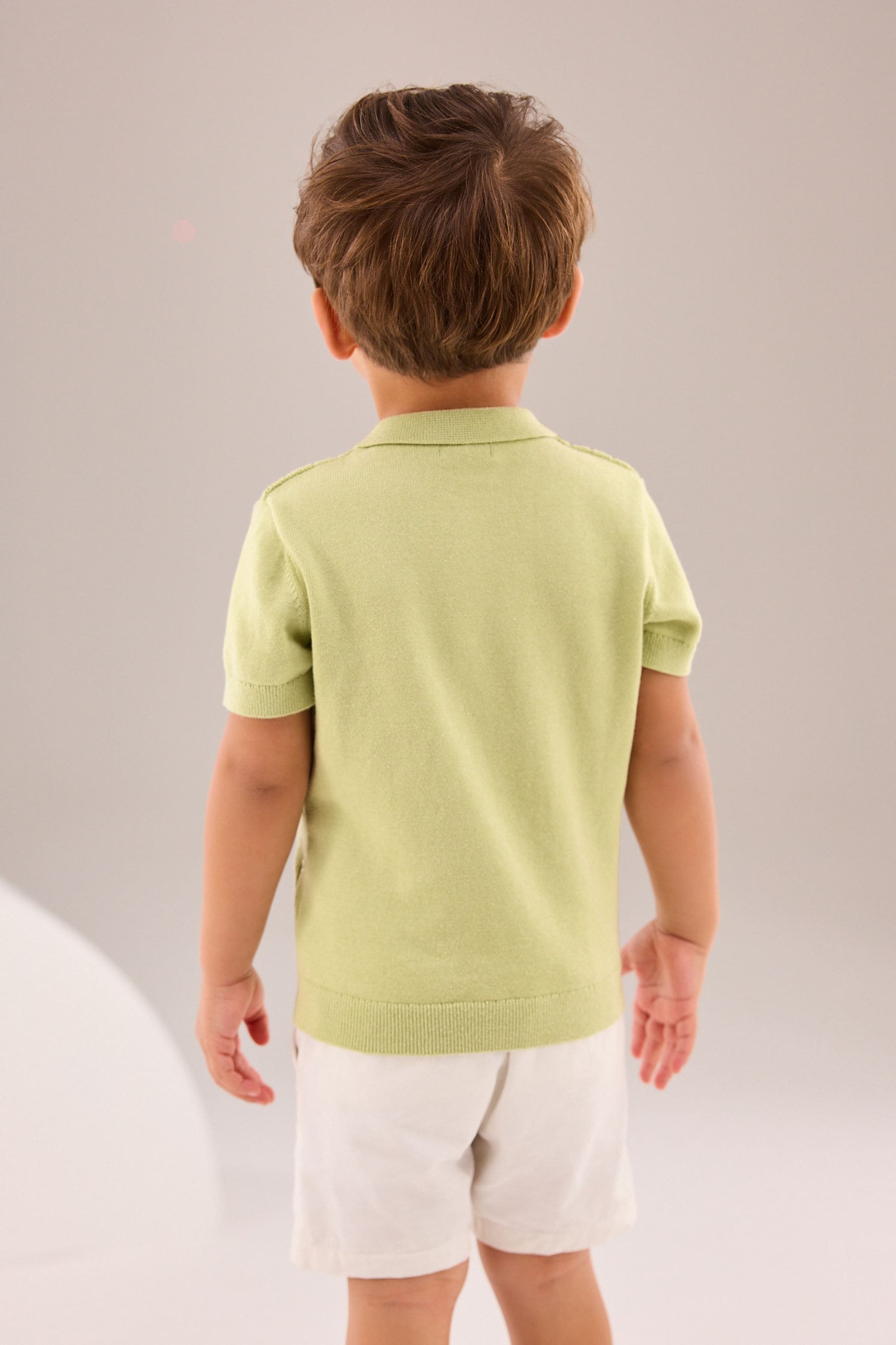 Lime Green Polo Short Sleeve Zip Neck Sweater (3mths-7yrs)