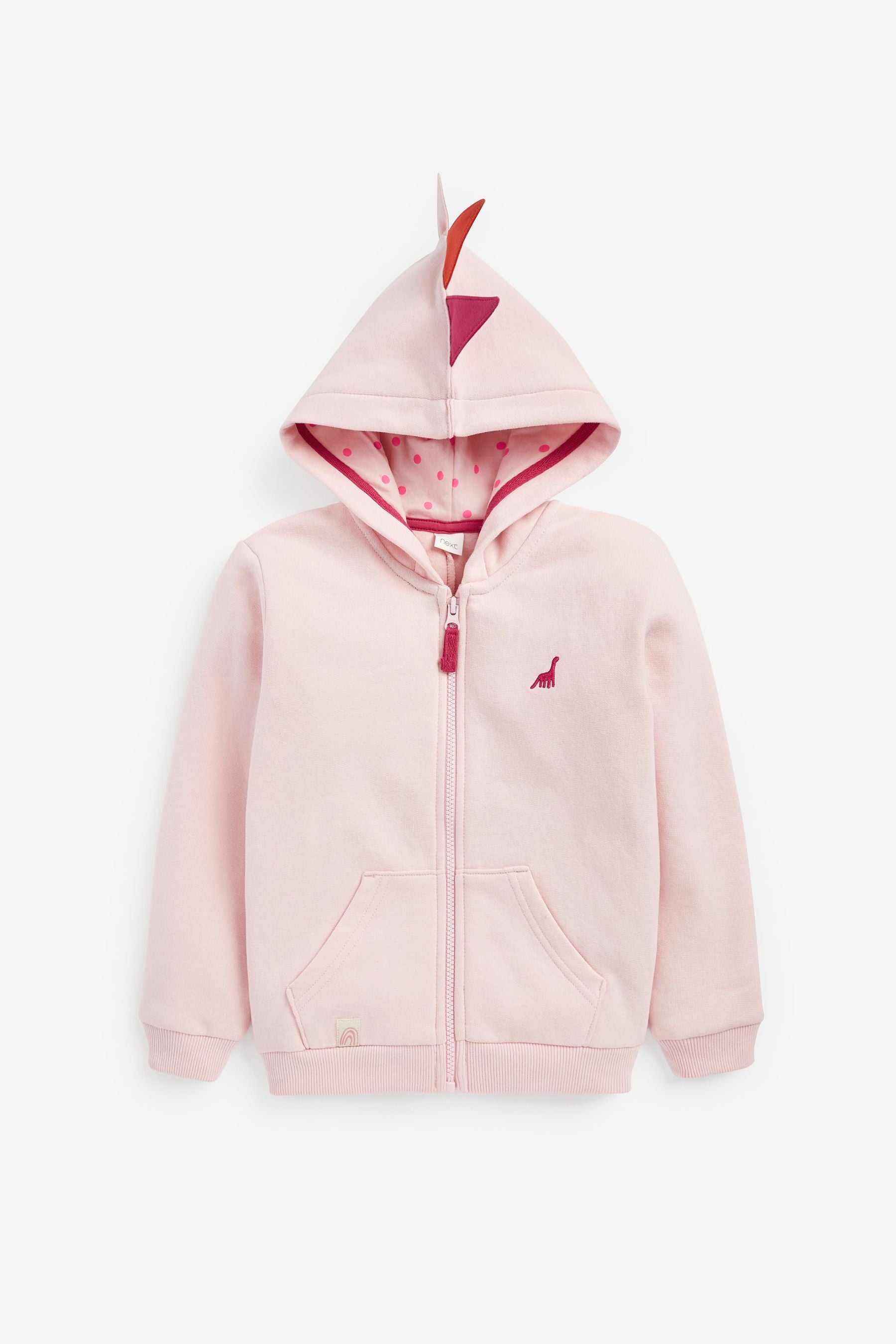 Pink Dinosaur Character Jersey Zip Through Hoodie (3mths-7yrs)