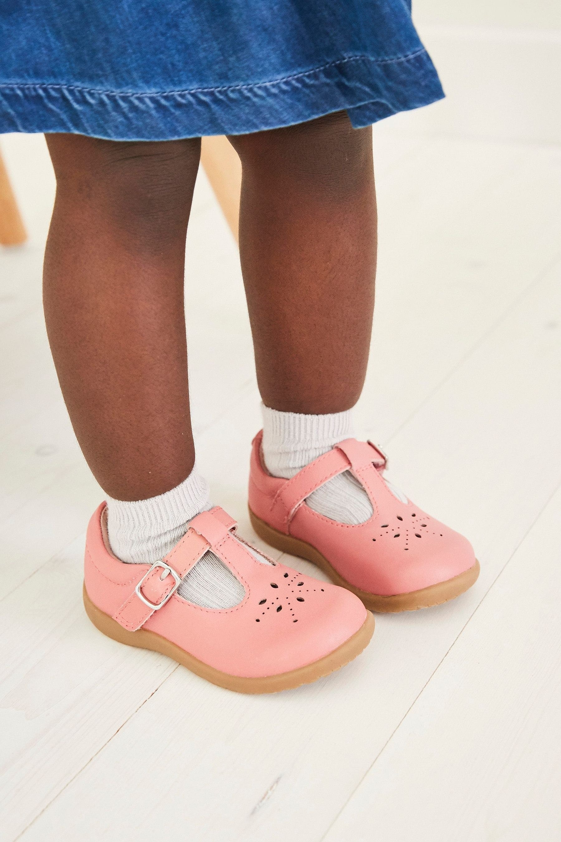 Pink Leather First Walker T-Bar Shoes