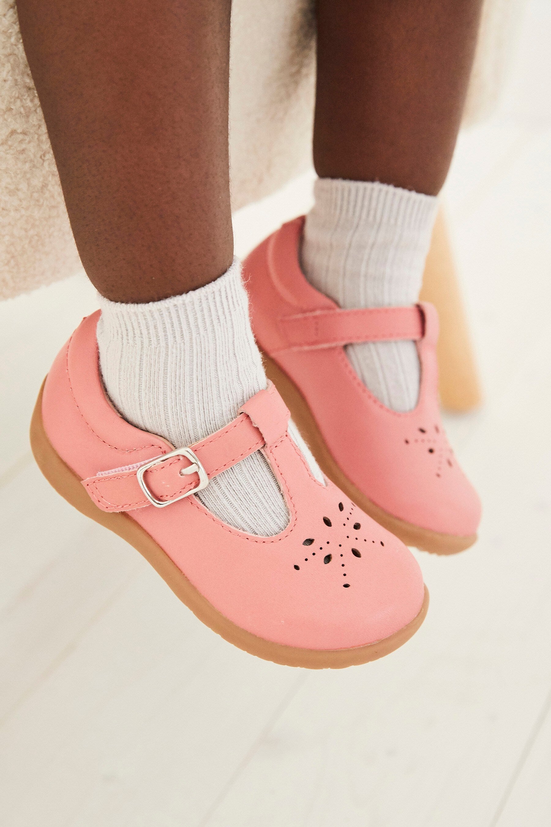 Pink Leather First Walker T-Bar Shoes