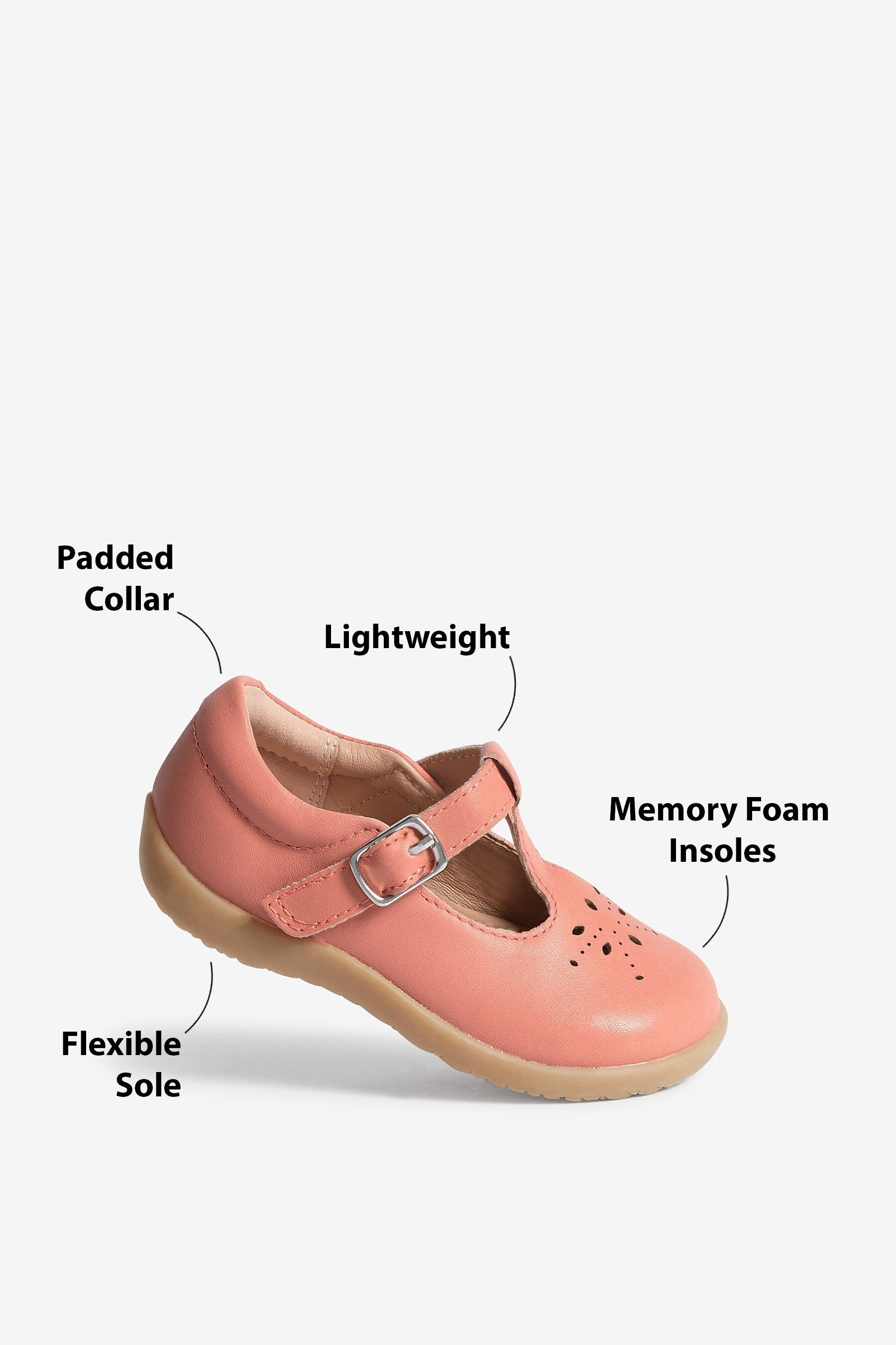 Pink Leather First Walker T-Bar Shoes