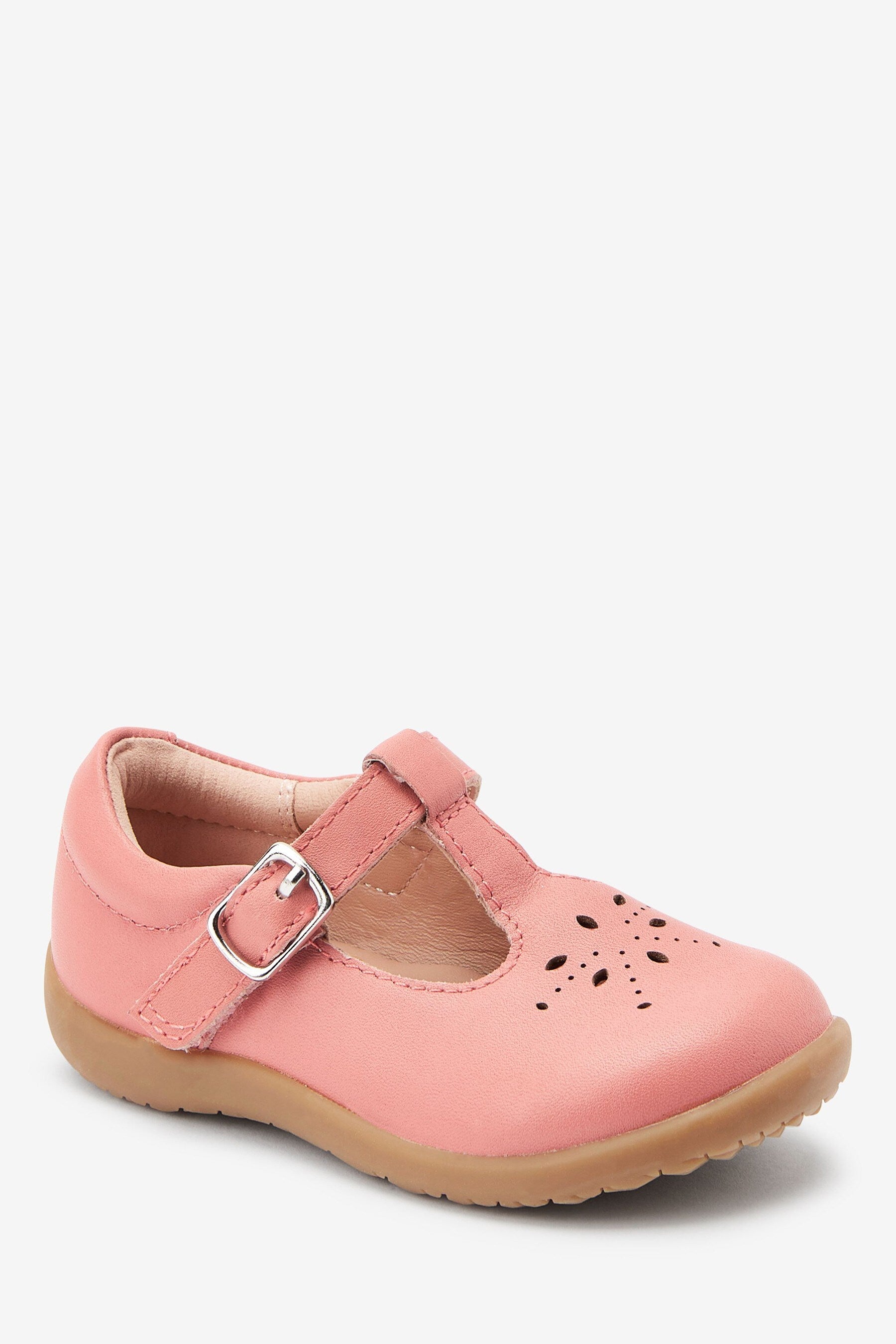 Pink Leather First Walker T-Bar Shoes