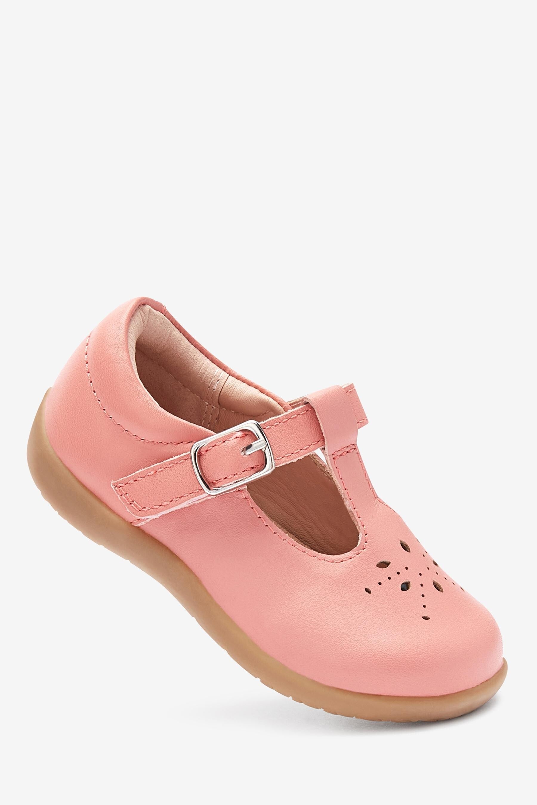 Pink Leather First Walker T-Bar Shoes