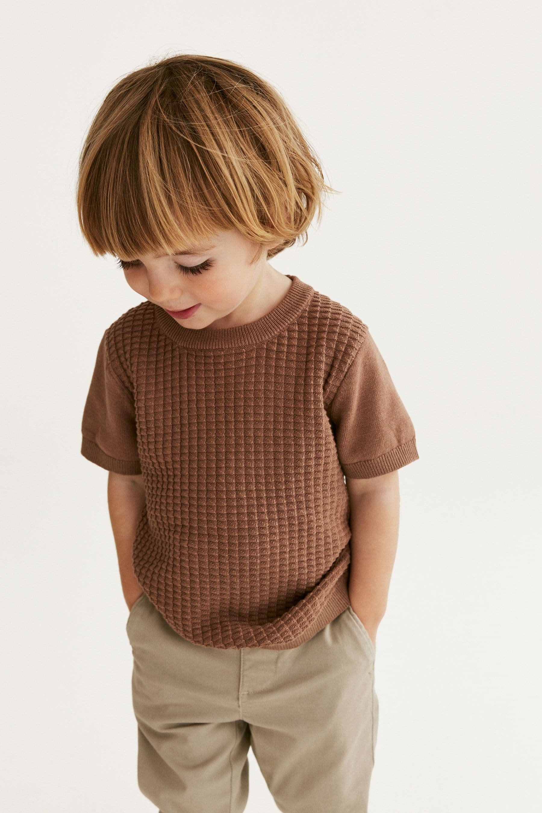 Tan Textured Knitted T-Shirt (3mths-7yrs)