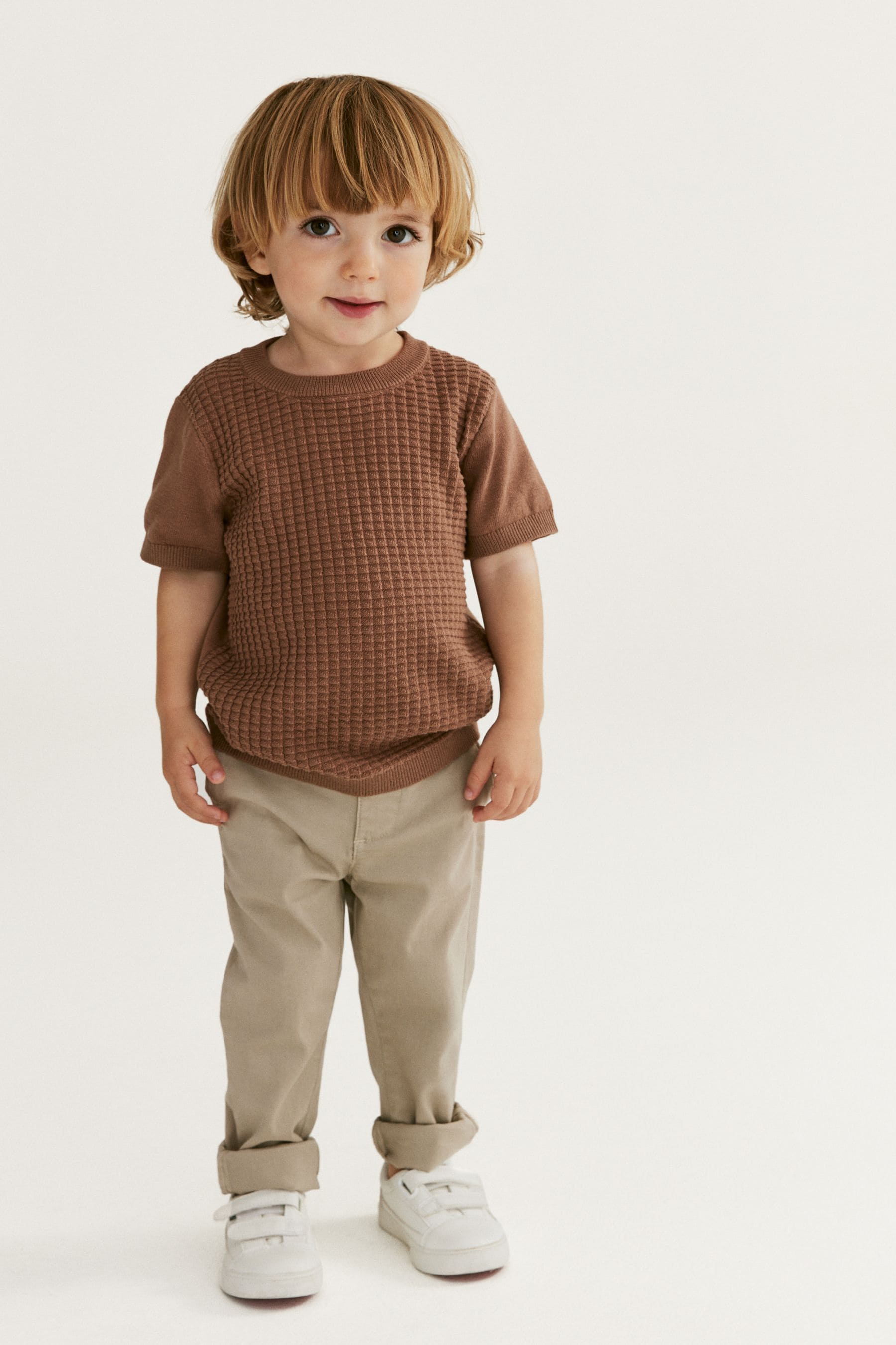 Tan Textured Knitted T-Shirt (3mths-7yrs)