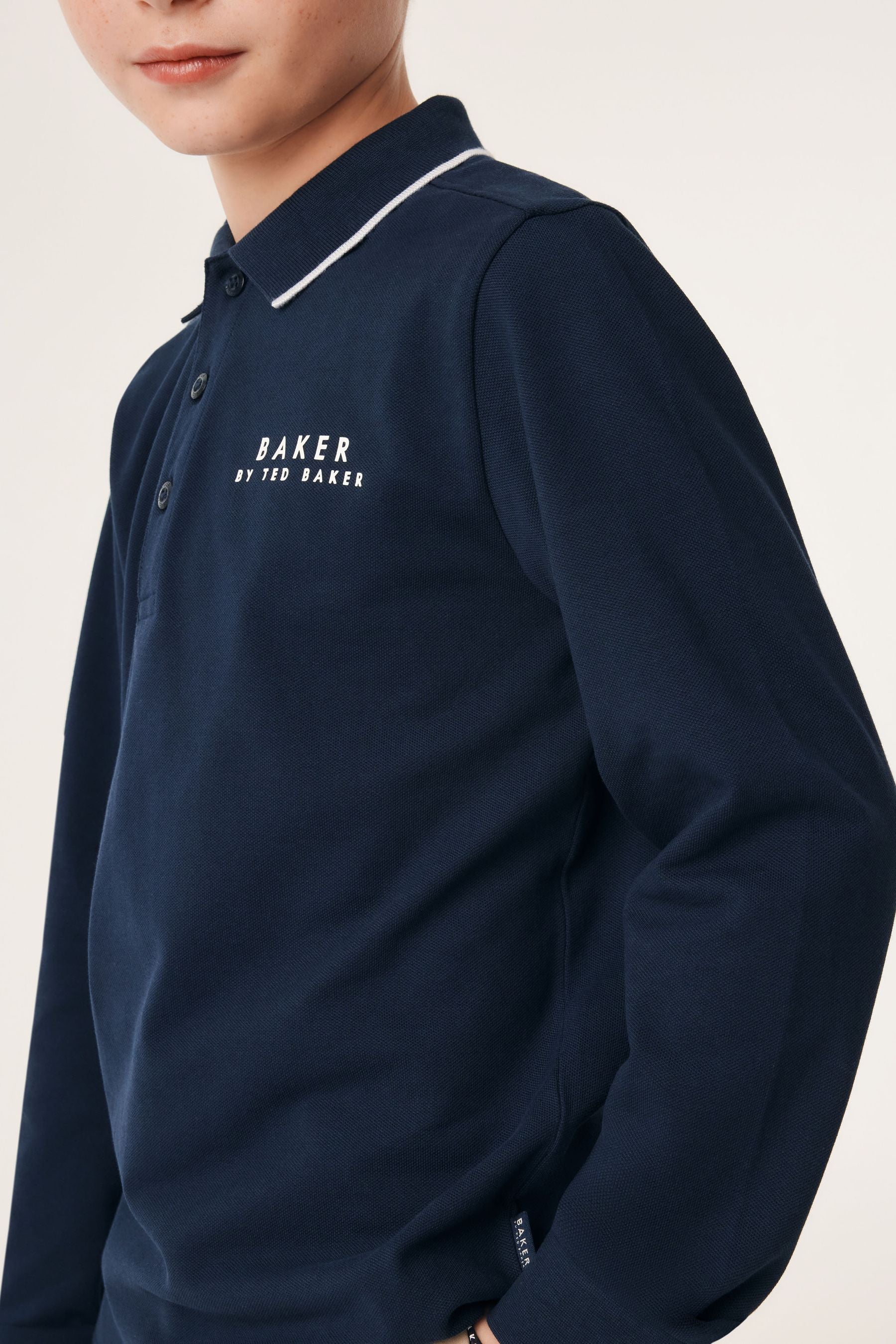 Navy Baker by Ted Baker Long Sleeve Polo Shirt