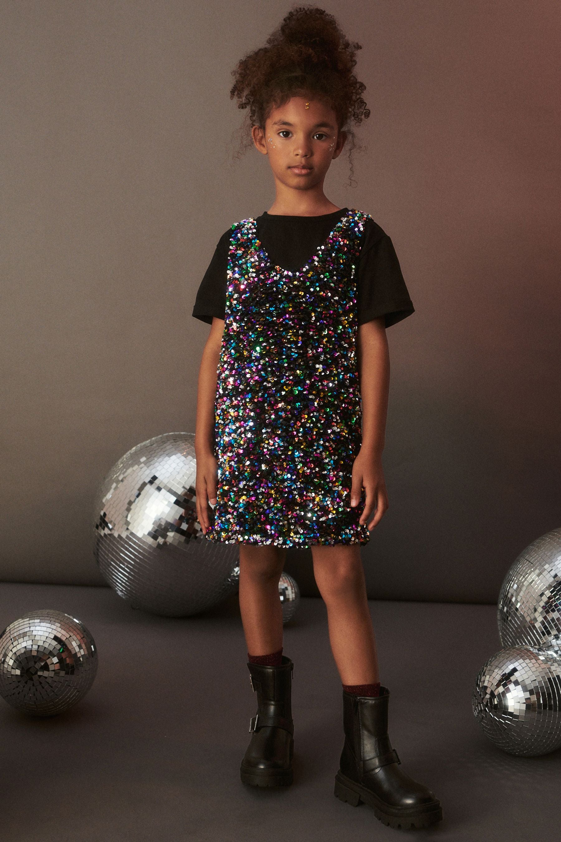 Multi 2pc Sequin Pinafore And T-Shirt Set (3-16yrs)