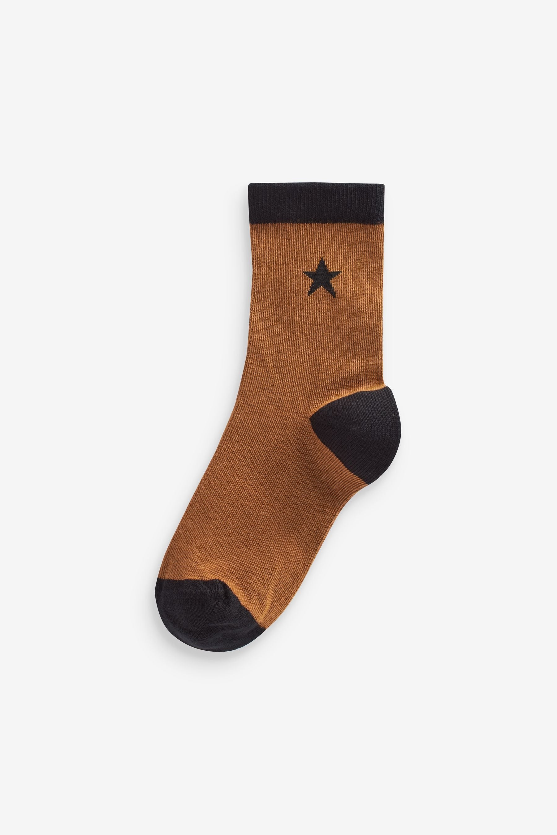 Khaki Green/Tan Brown Star Cotton Rich Socks 7 Pack