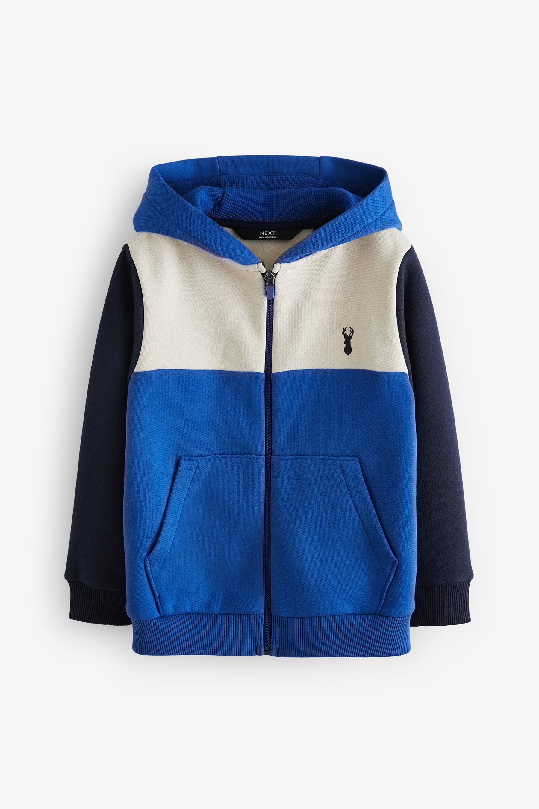 Cobalt Blue/White Colourblock Zip Through Hoodie (3-16yrs)