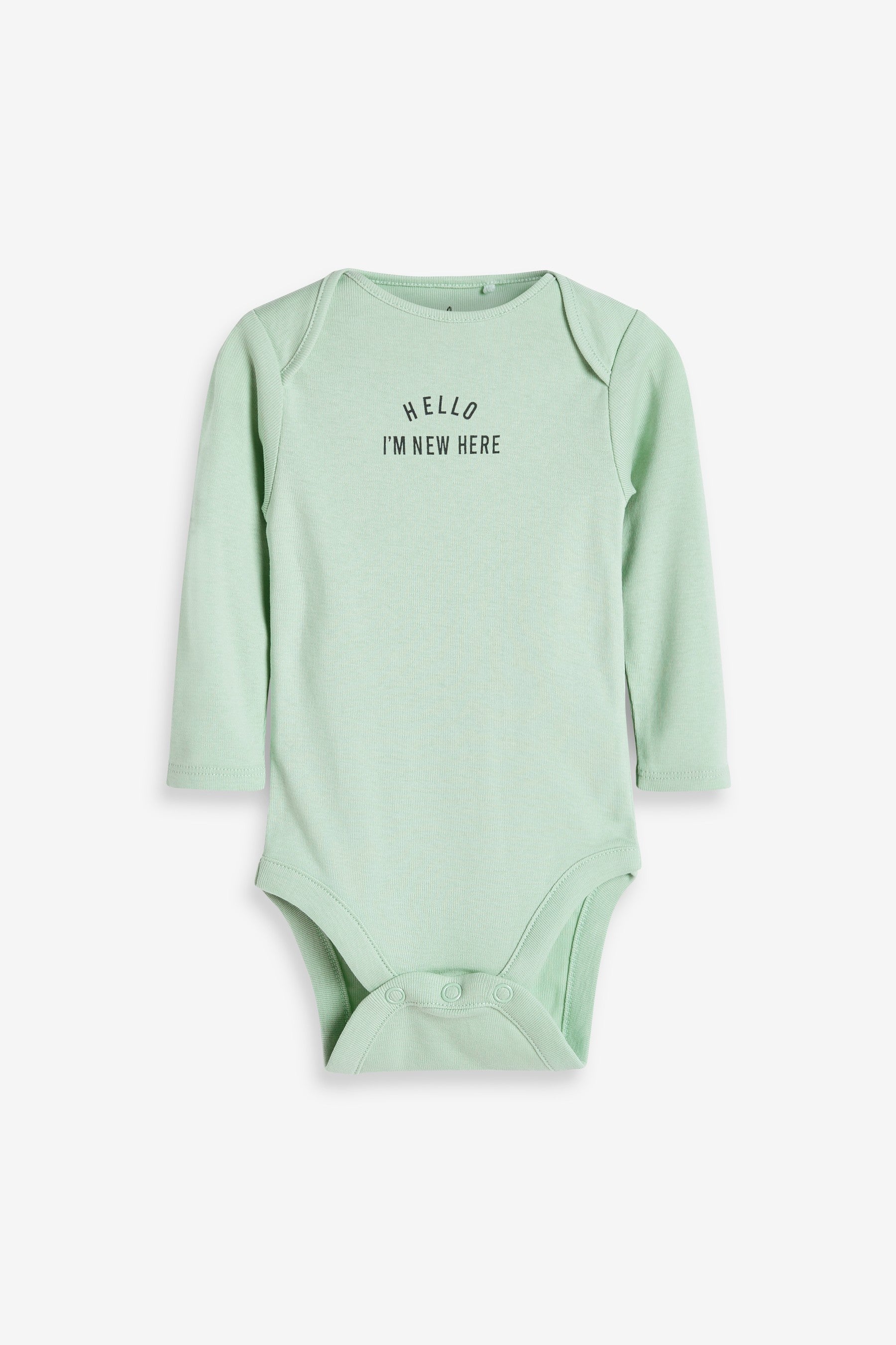 Mint Green Slogan Mint Green Long Sleeve Baby Bodysuits 3 Pack (0mths-3yrs)