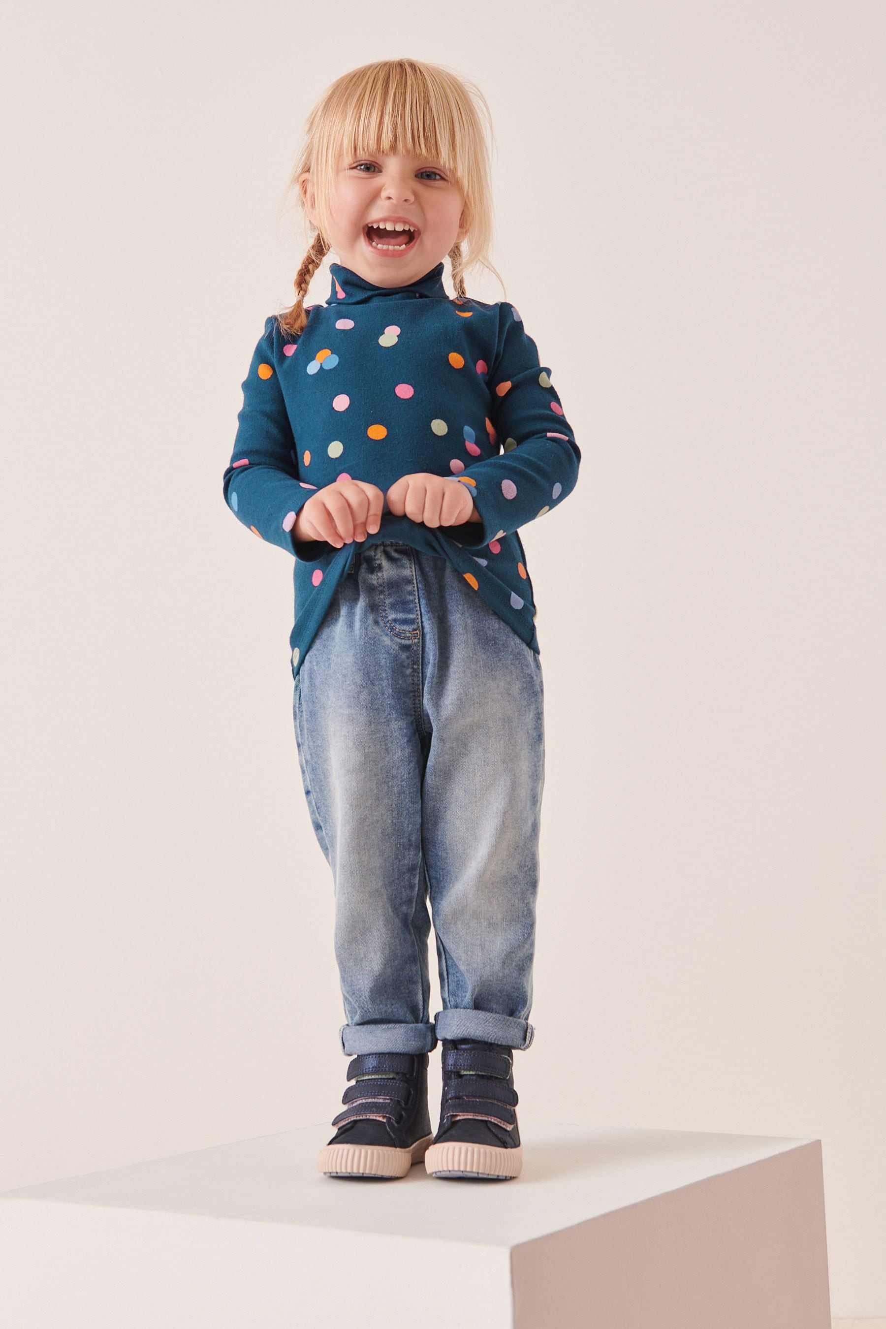 Navy Blue Roll Neck Top (3mths-7yrs)