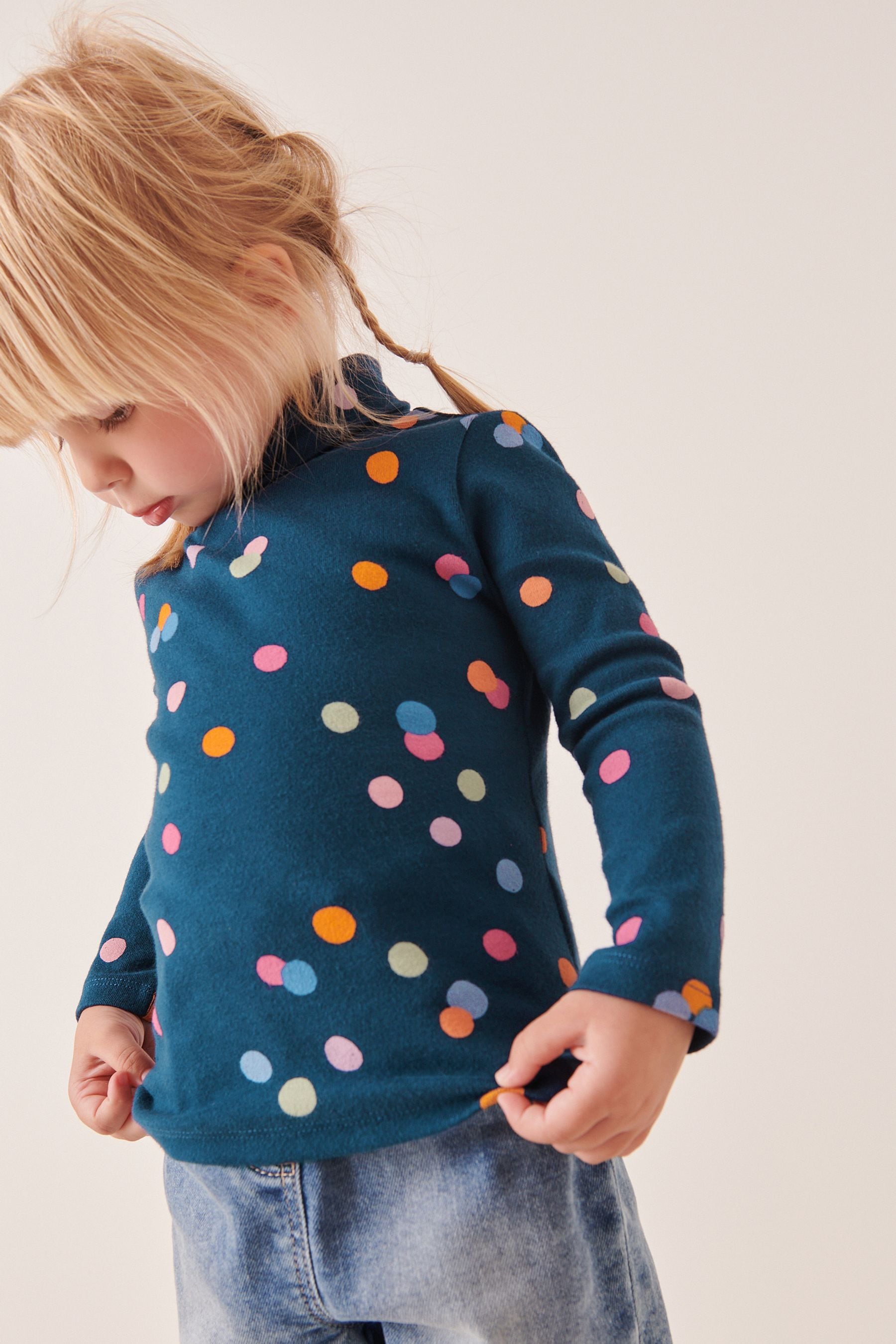 Navy Blue Roll Neck Top (3mths-7yrs)