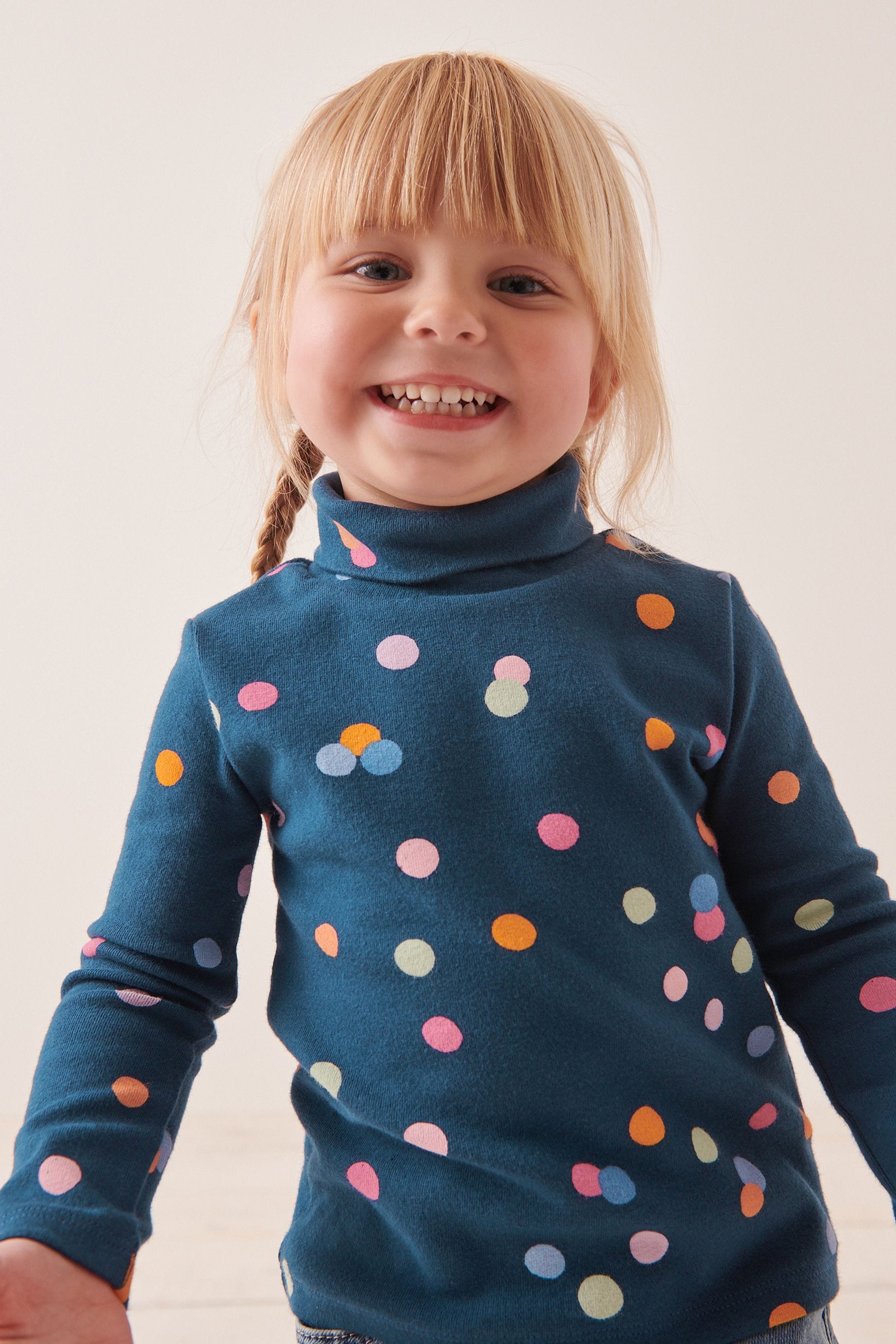 Navy Blue Roll Neck Top (3mths-7yrs)