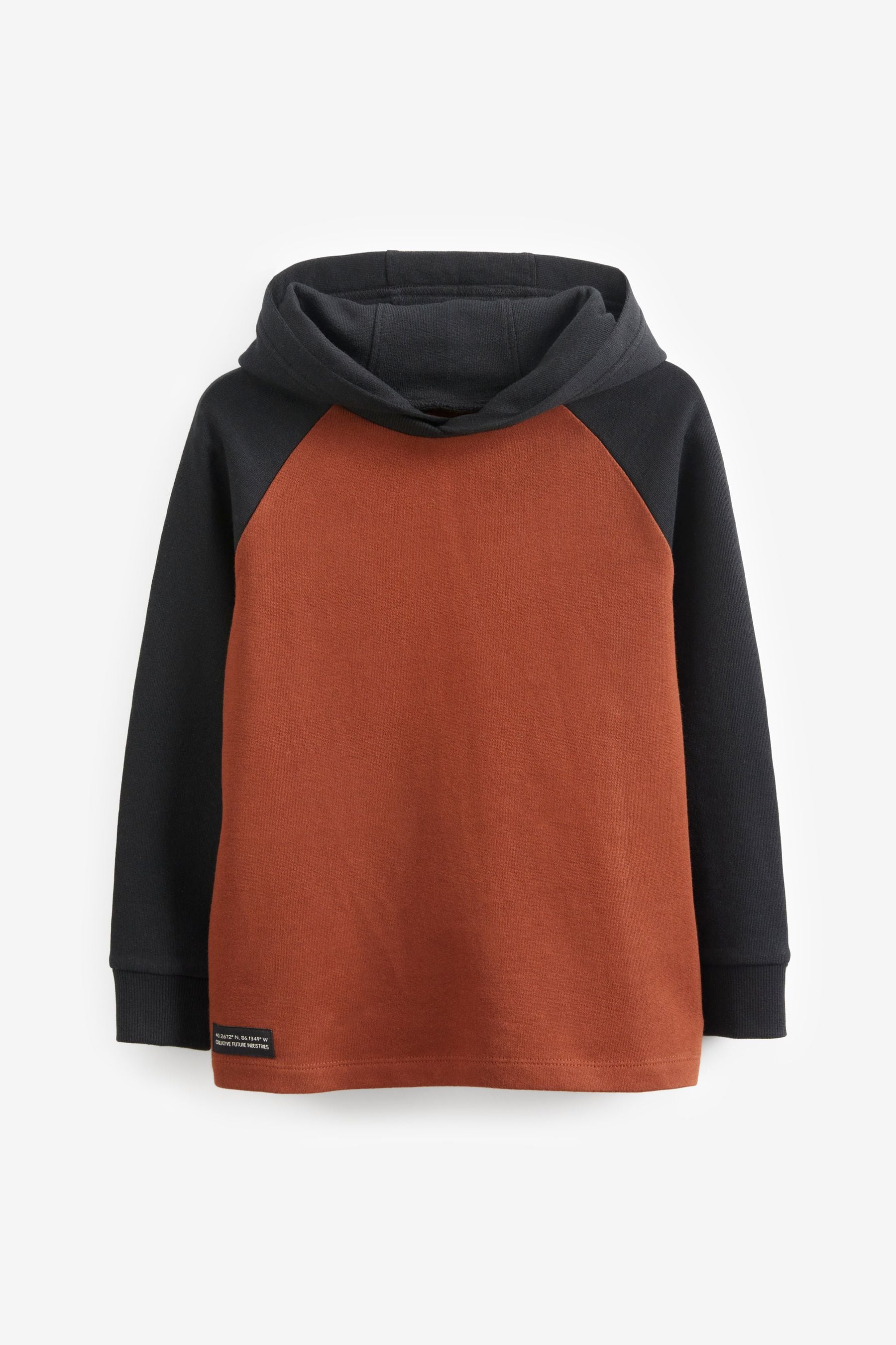 Tan Brown/Black Raglan Hoodie (3-16yrs)