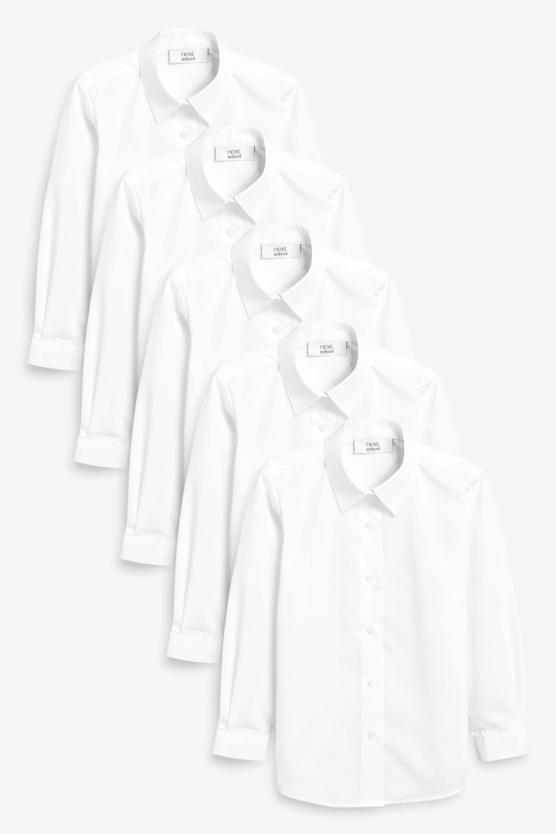 White 5 Pack Long Sleeve Formal School Shirts (3-18yrs)