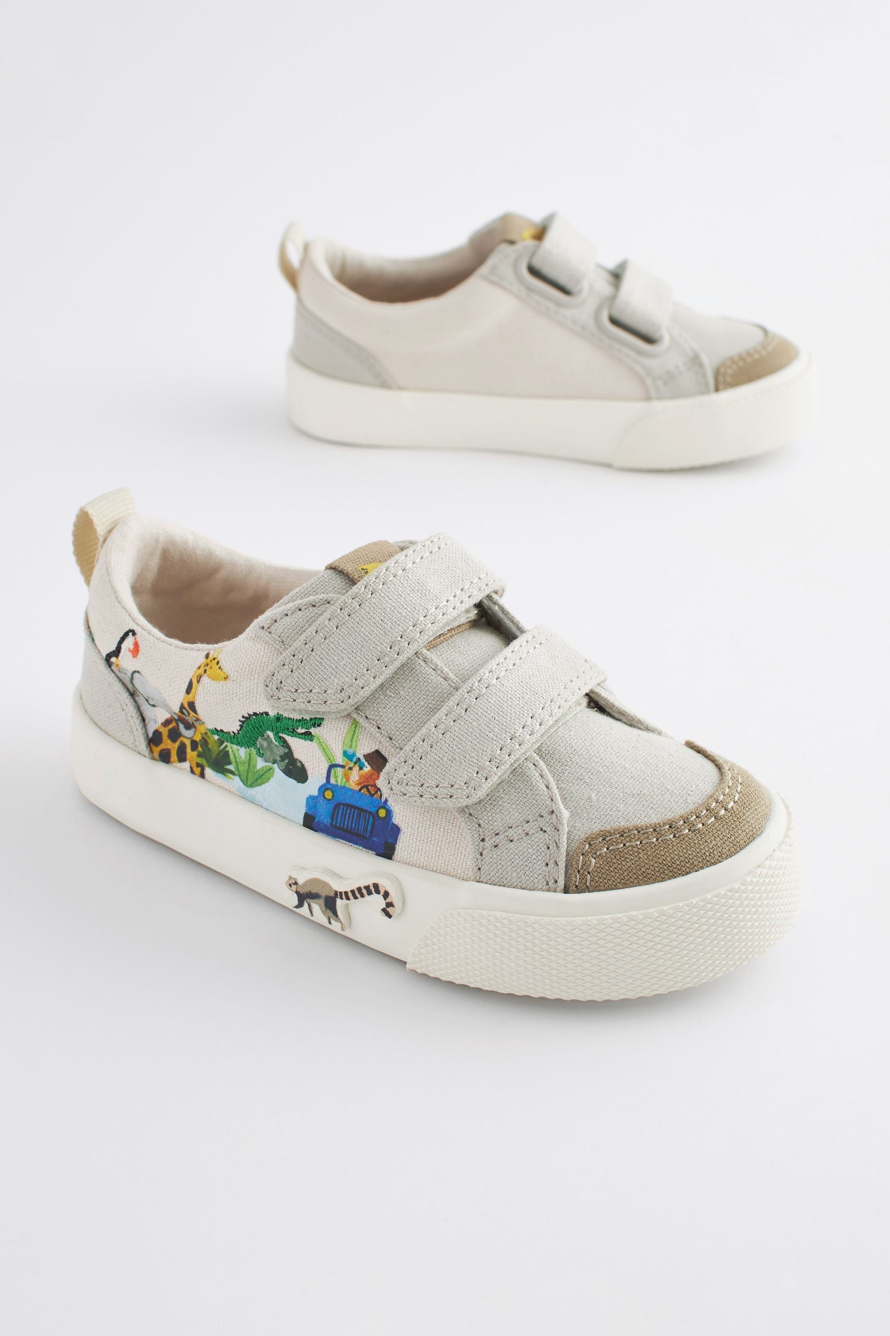 Neutral Safari Animal Two Strap Touch Fastening Shoes