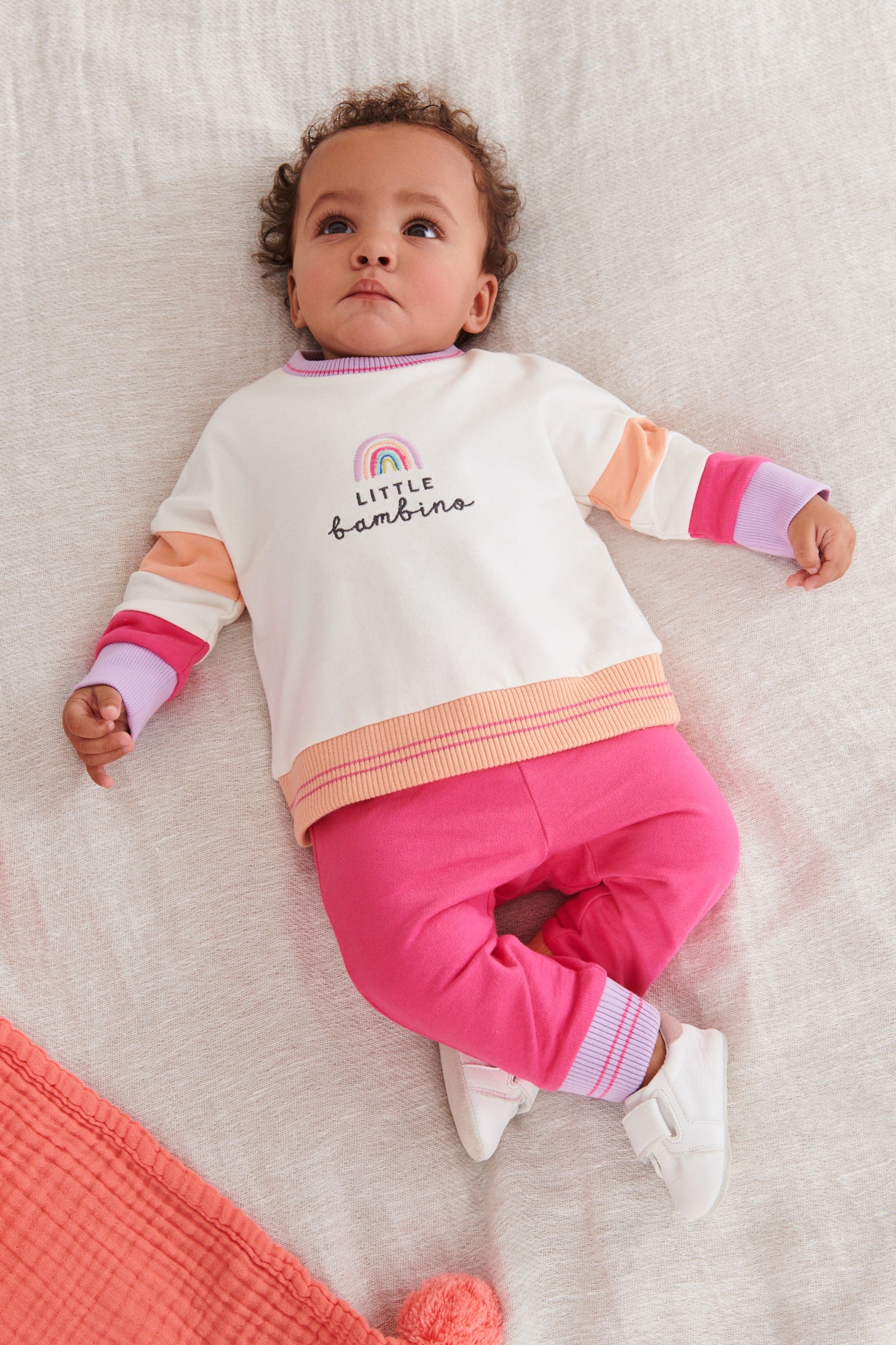 Pink/White Baby Sweatshirt And Jogger Set (0mths-2yrs)