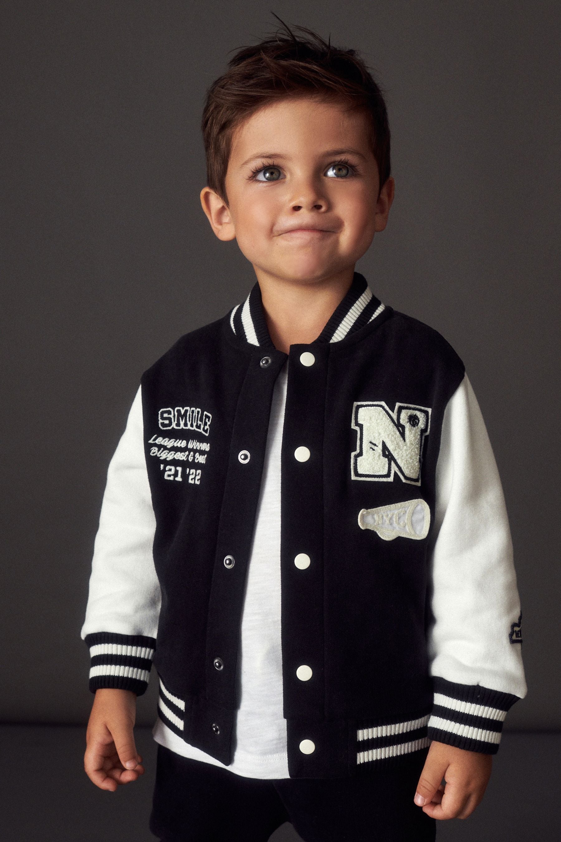 Black/White Letterman Jacket and Joggers Set (3mths-7yrs)