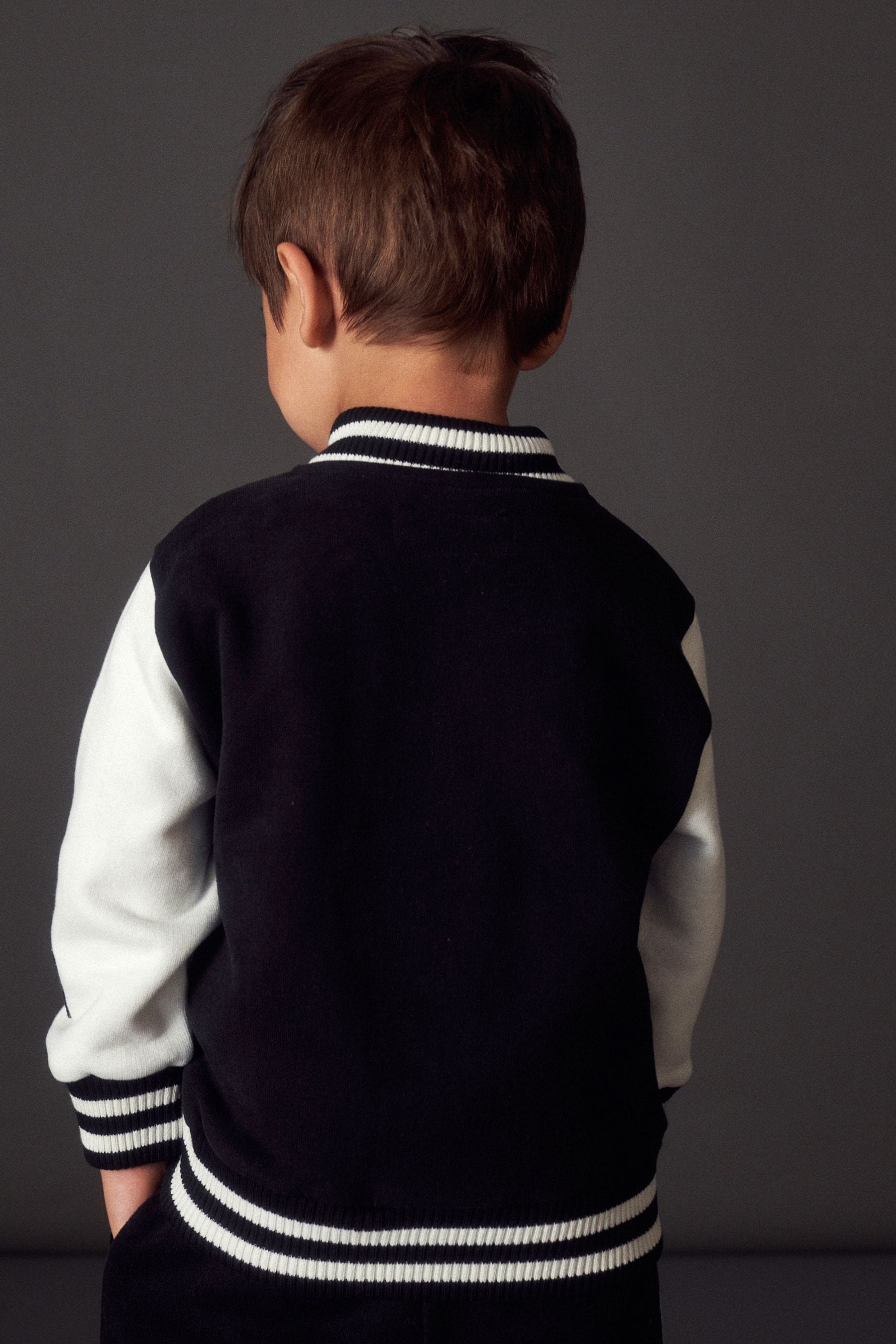 Black/White Letterman Jacket and Joggers Set (3mths-7yrs)