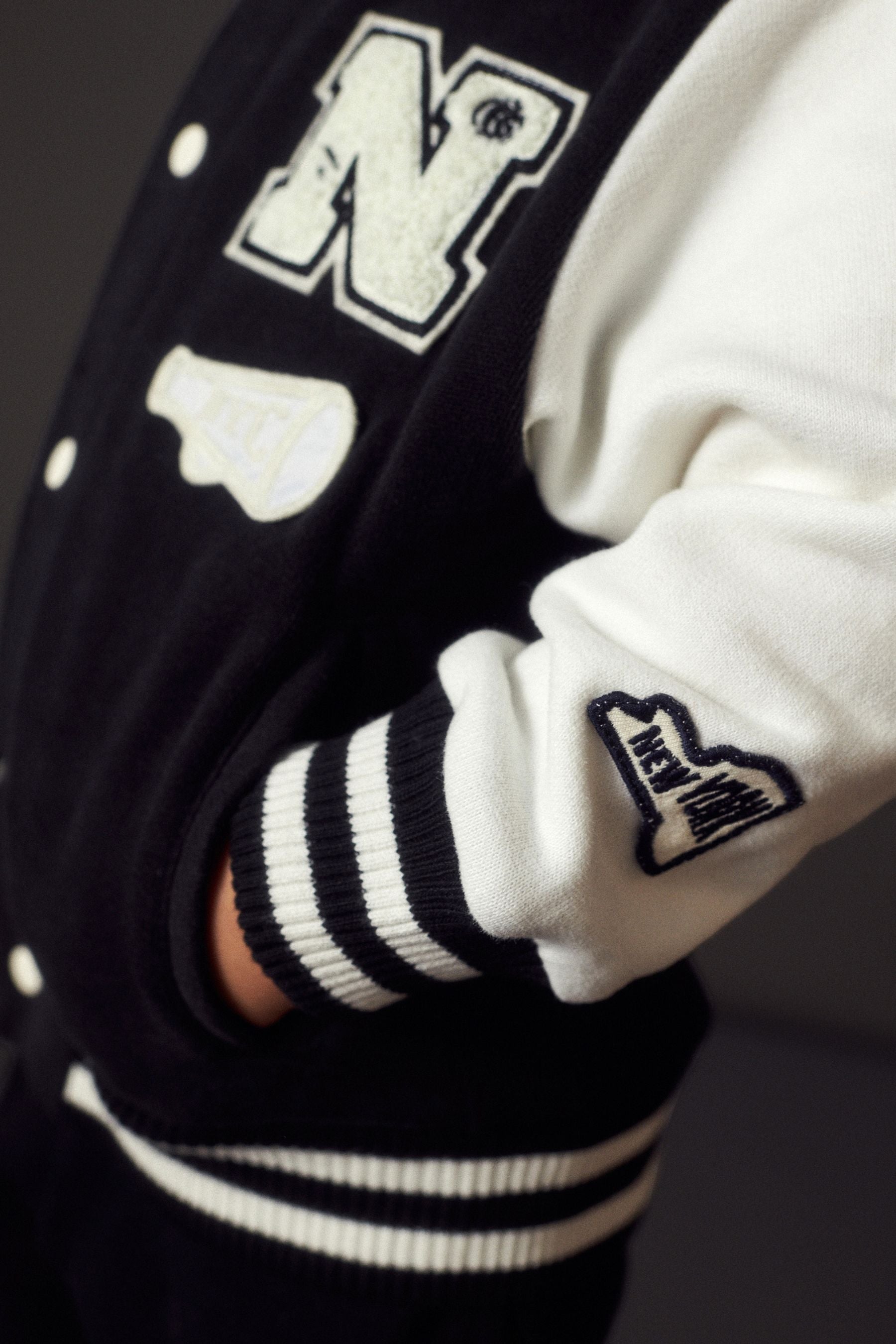 Black/White Letterman Jacket and Joggers Set (3mths-7yrs)