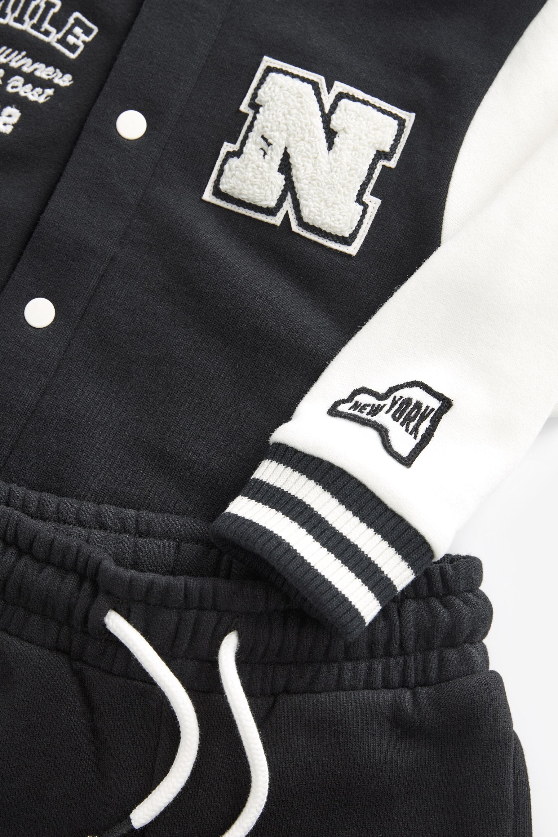 Black/White Letterman Jacket and Joggers Set (3mths-7yrs)