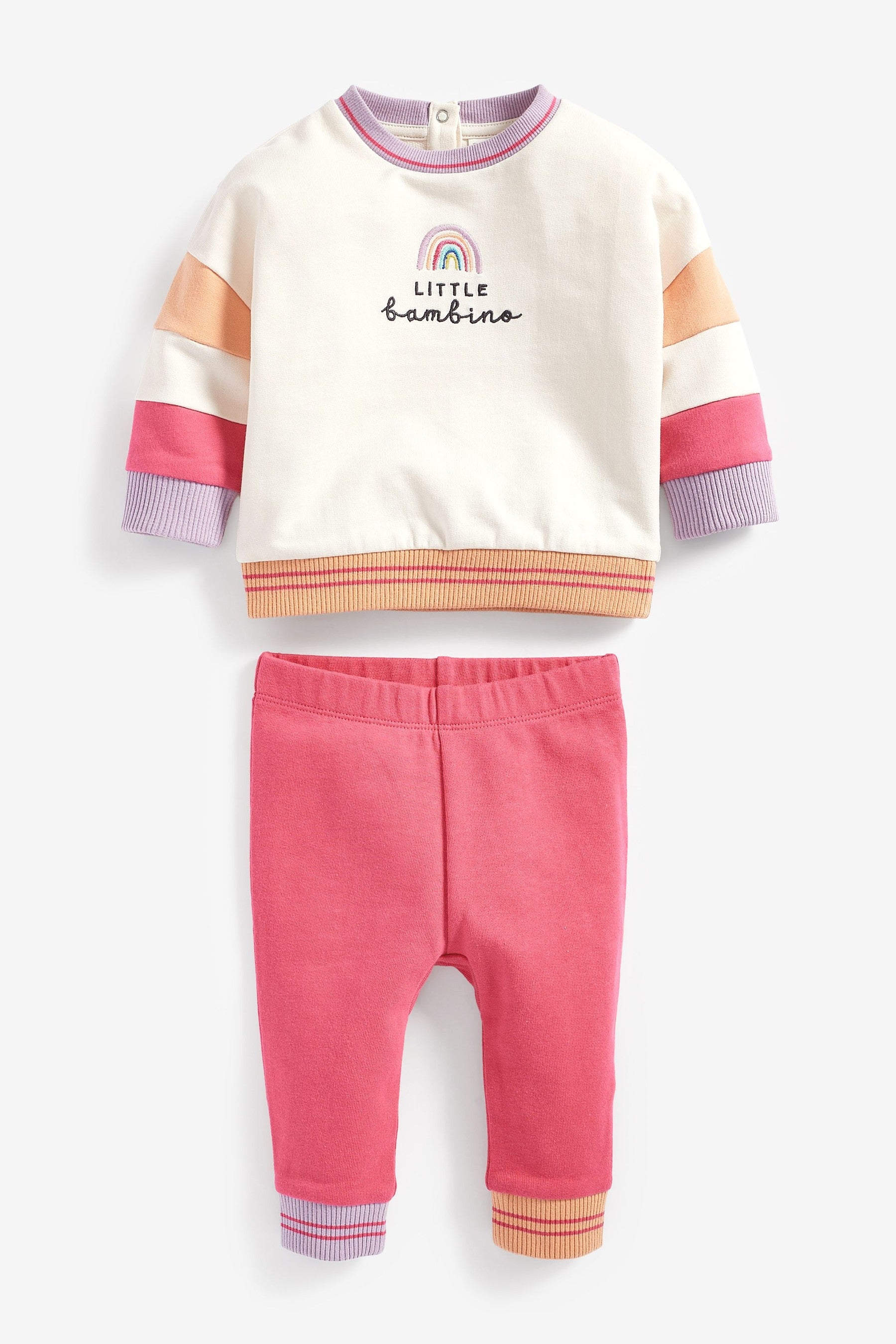 Pink/White Baby Sweatshirt And Jogger Set (0mths-2yrs)