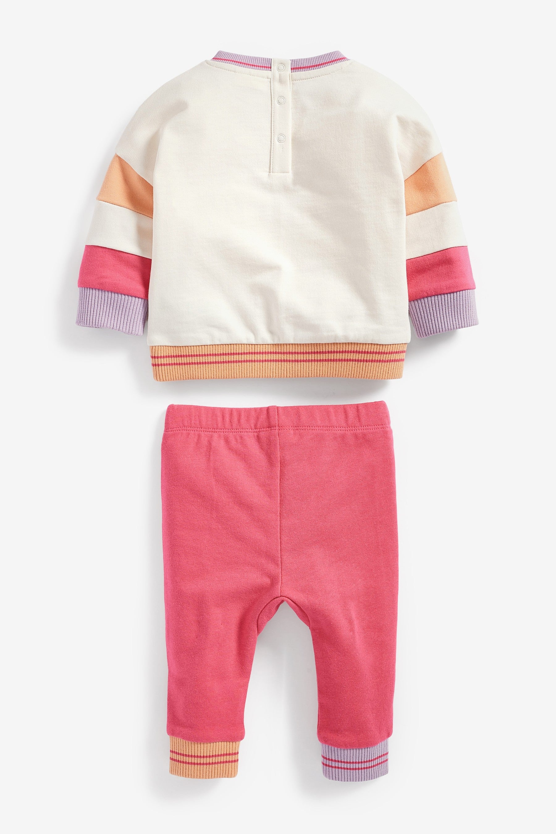 Pink/White Baby Sweatshirt And Jogger Set (0mths-2yrs)