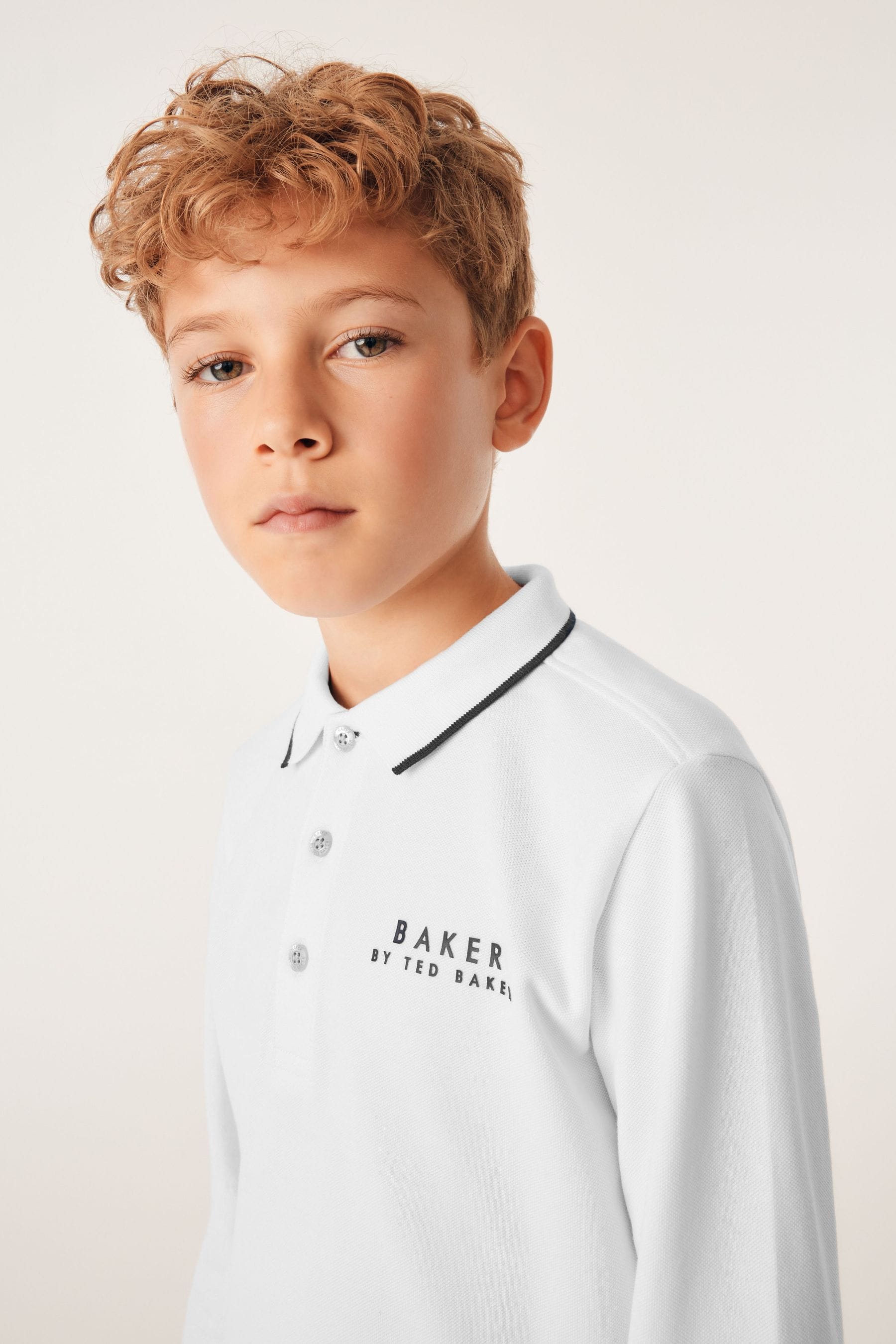 White Baker by Ted Baker Long Sleeve Polo Shirt