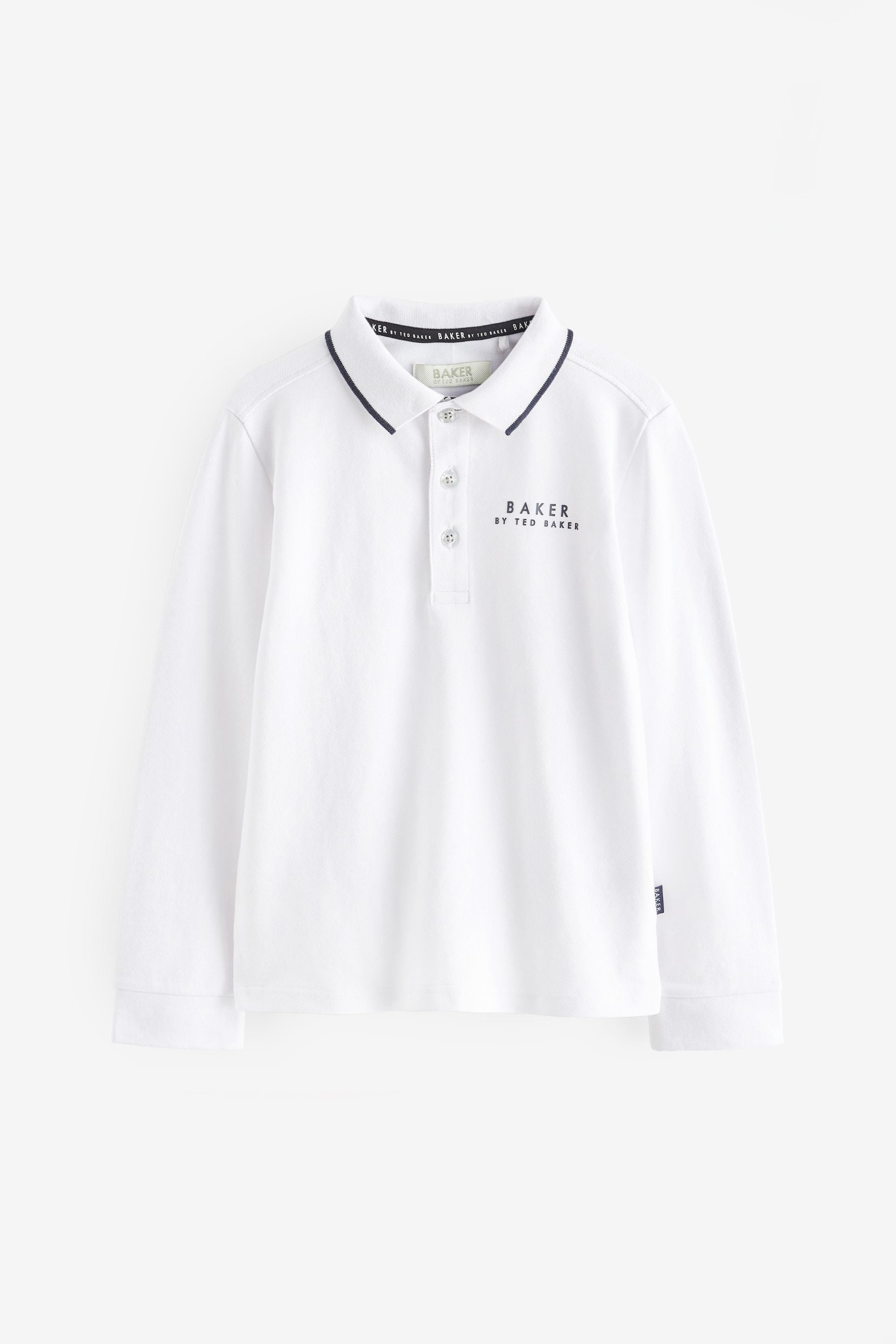 White Baker by Ted Baker Long Sleeve Polo Shirt