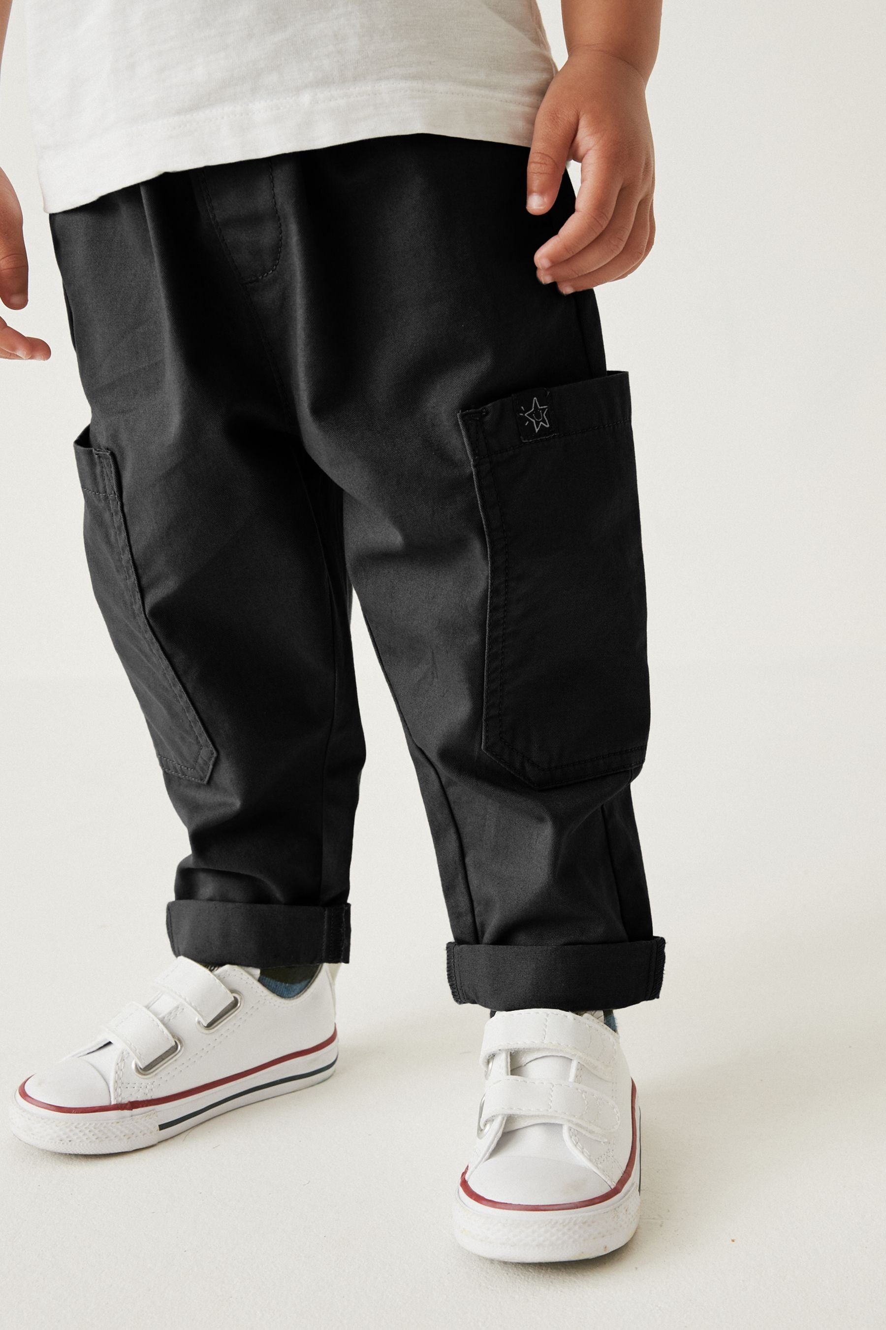 Black Side Pocket Pull-On Trousers (3mths-7yrs)