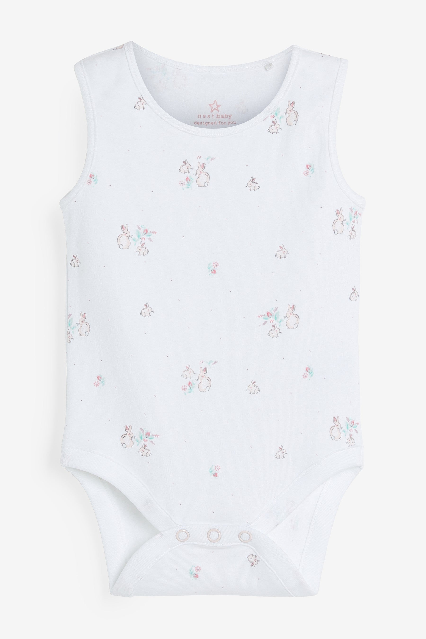 Pink 4 Pack Bunny Vest Bodysuits (0mths-3yrs)